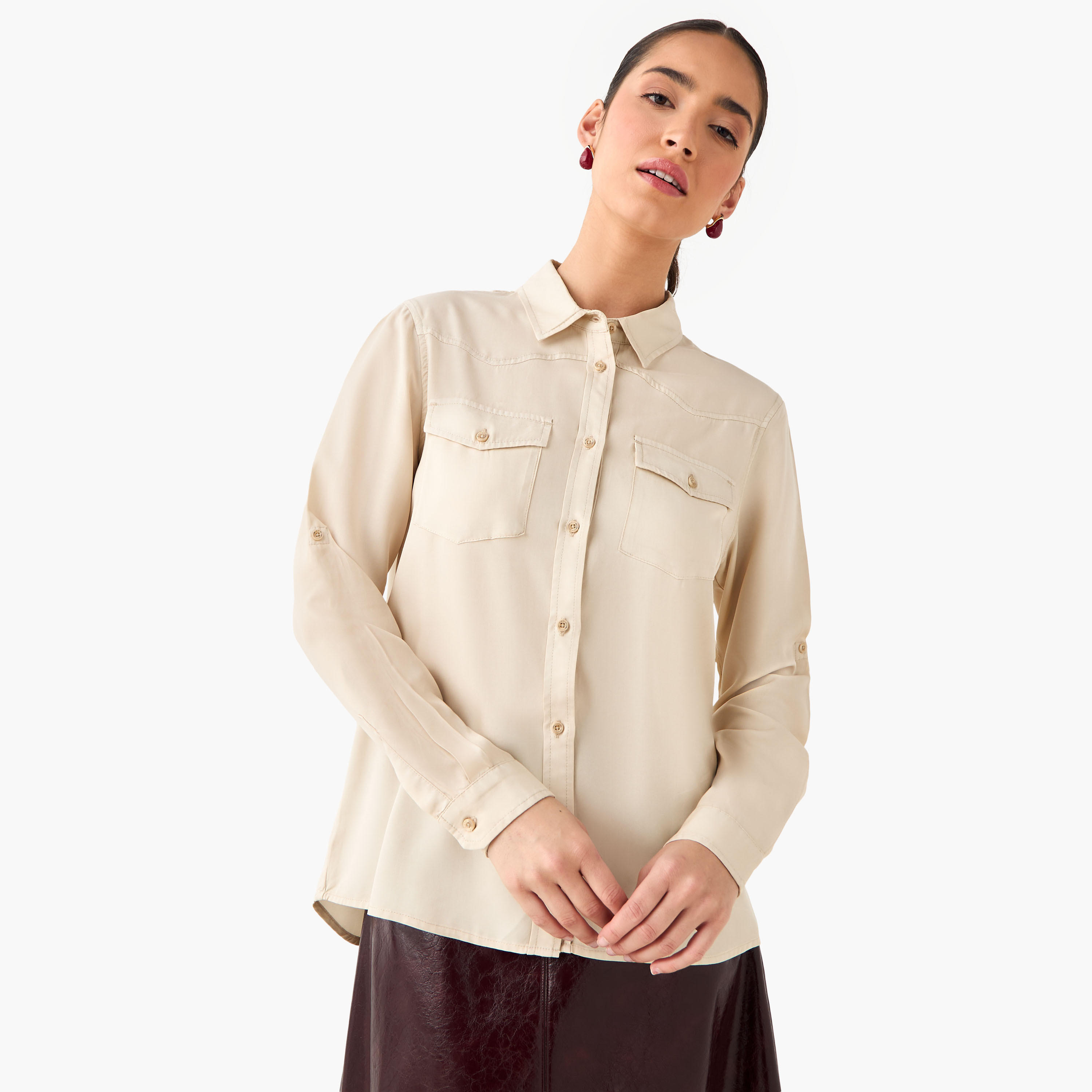 Regular Fit Denim Collar Shirt-women-clothing-shirtsandblouses-shirts-image-6