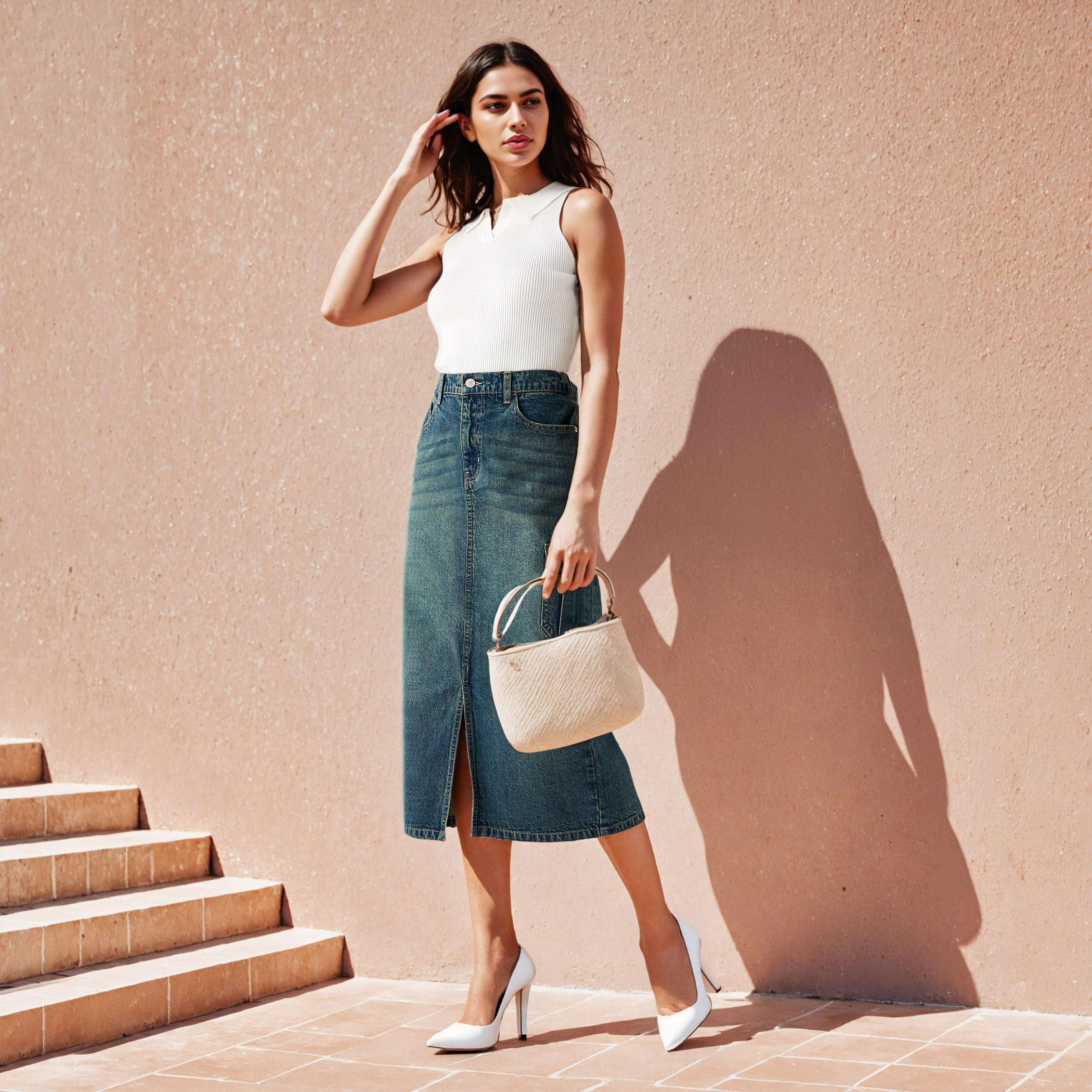 تنورة جينز كارغو إيه لاين مع فتحة أمامية-women-clothing-bottoms-skirts-image-2