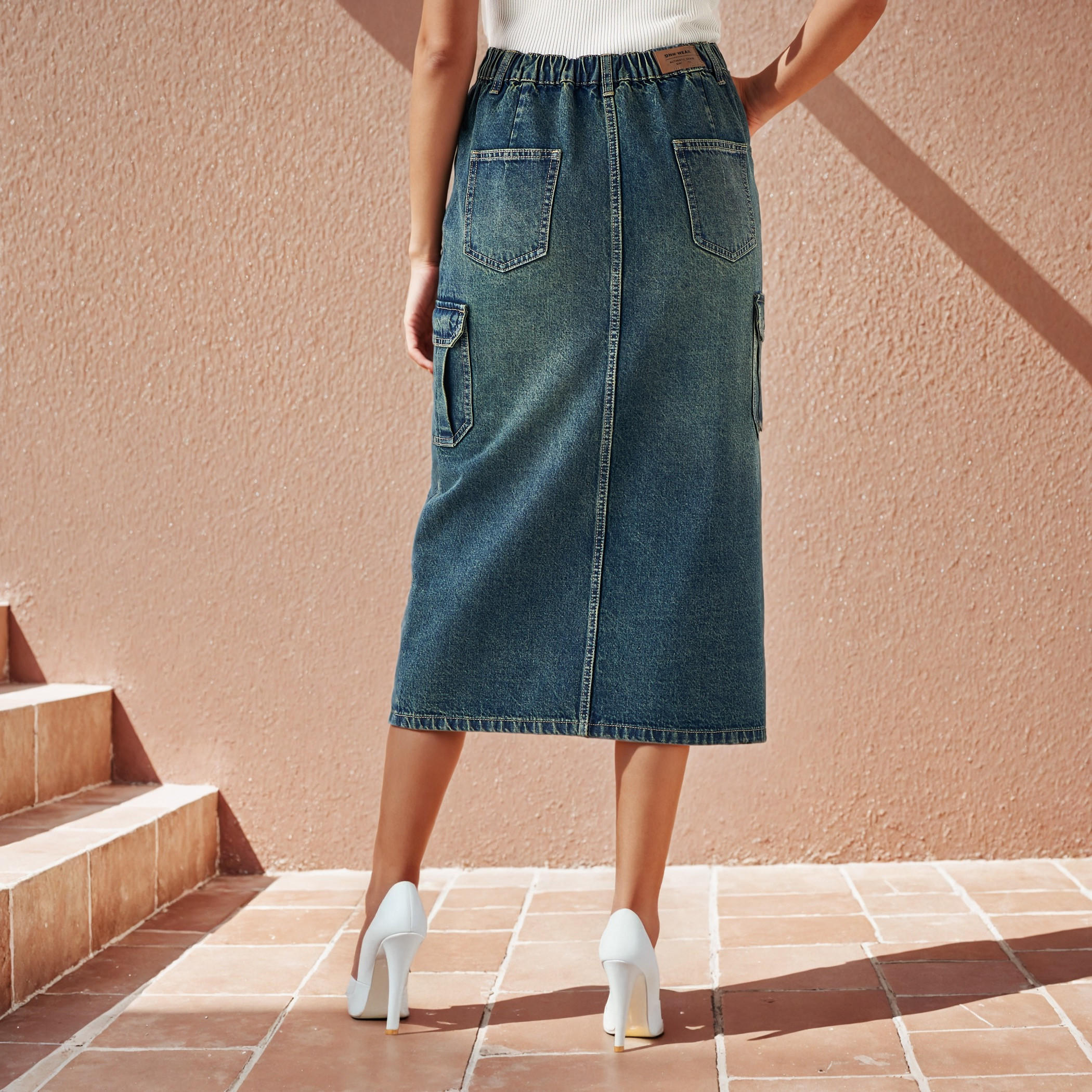 تنورة جينز كارغو إيه لاين مع فتحة أمامية-women-clothing-bottoms-skirts-image-5