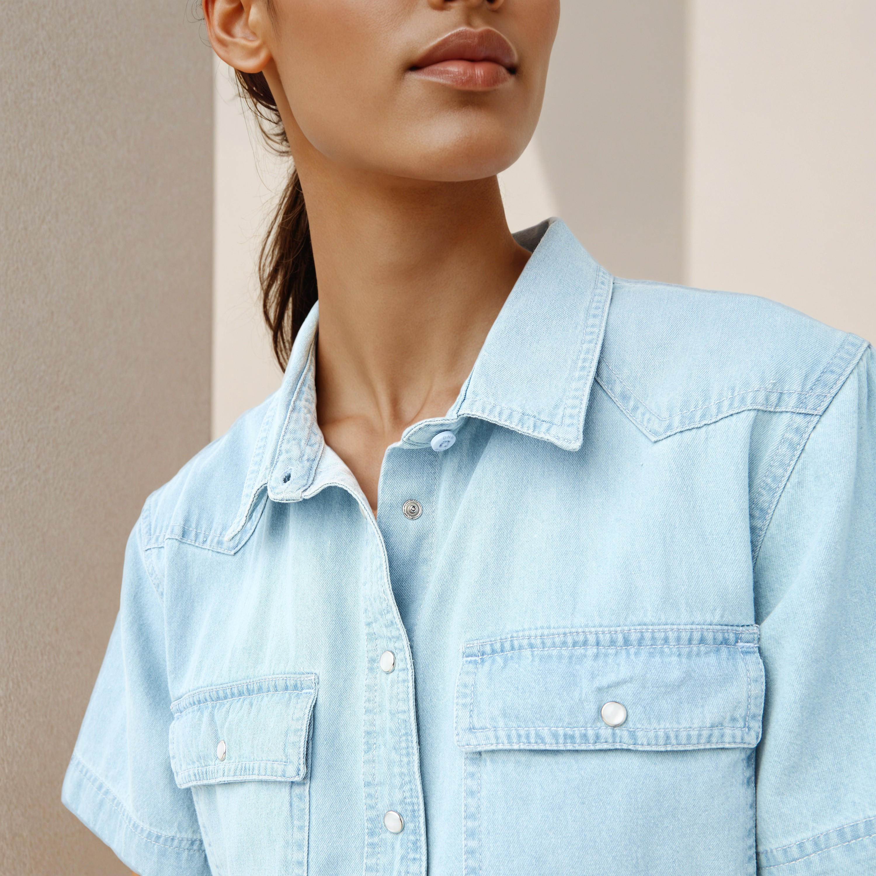Regular Fit Denim Shirt with Pockets-women-clothing-shirtsandblouses-shirts-image-4