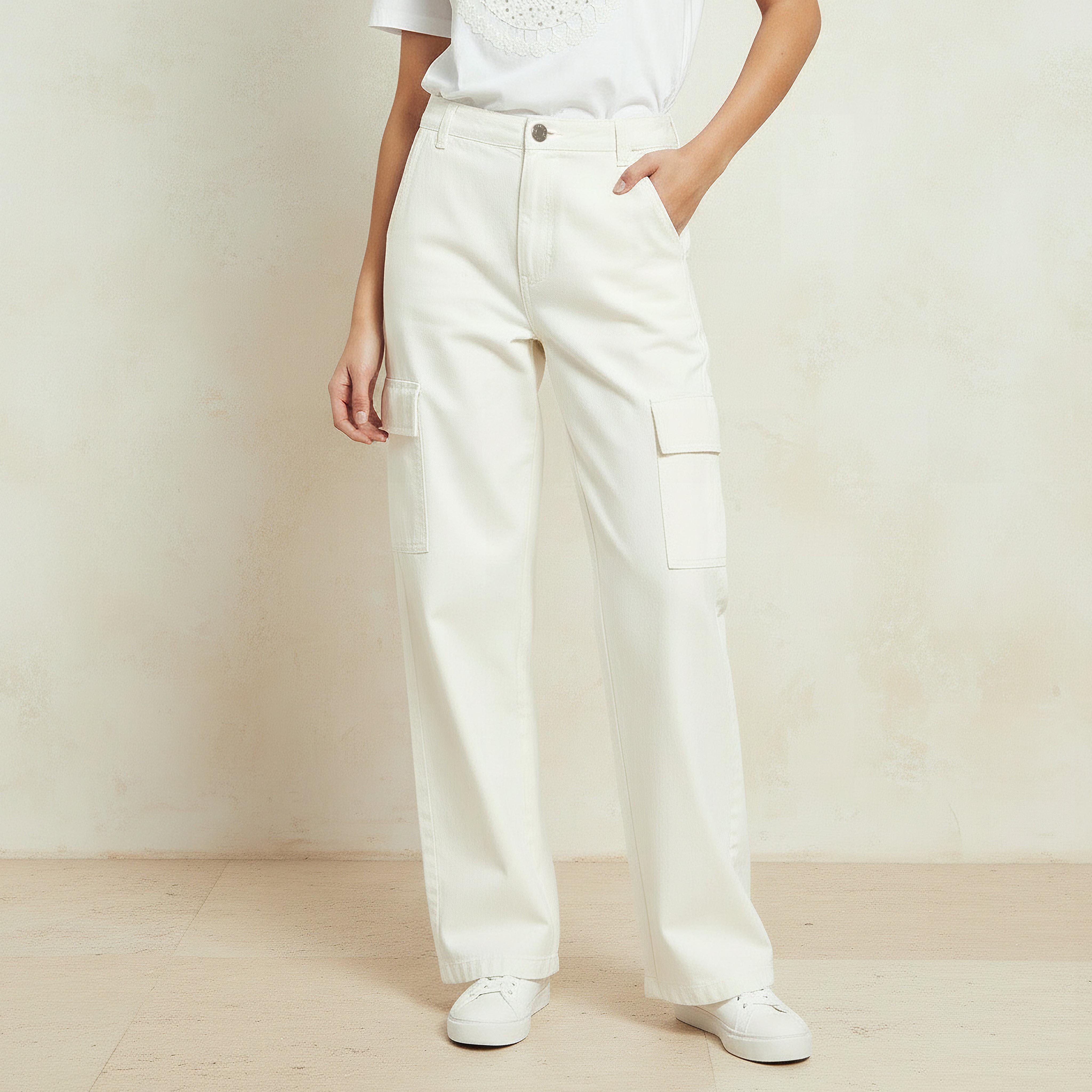 Straight Fit Cotton Jeans with Pockets-women-clothing-bottoms-jeans-image-1