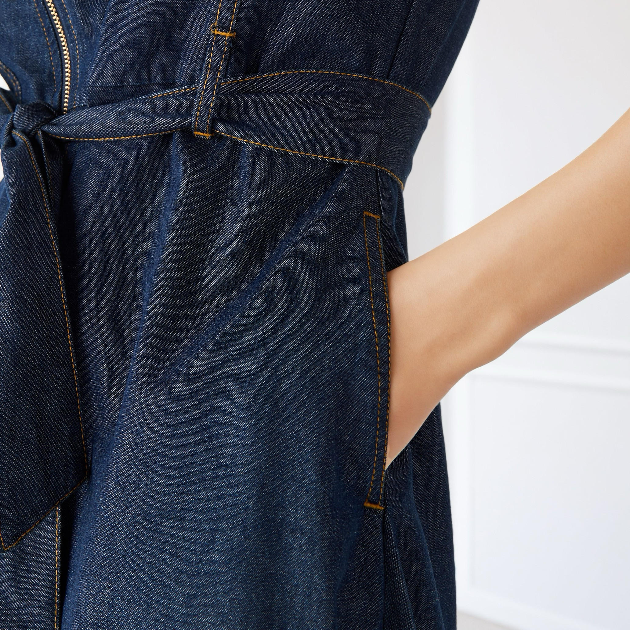 فساتن قميص دون أكمام دينم بسحاب إغلاق أمامي-women-clothing-dresses-image-5