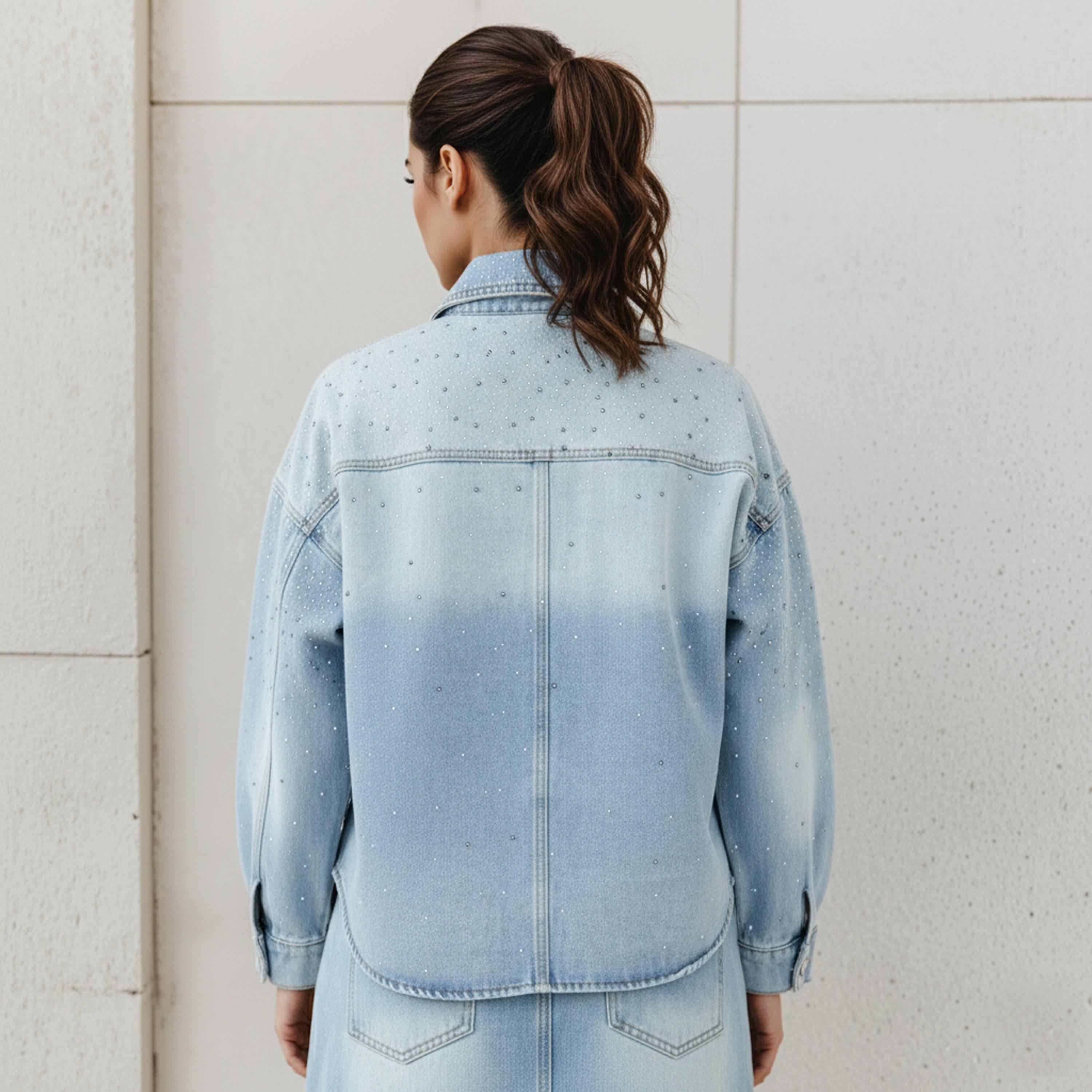 Regular Fit Cotton Denim Shirt with Embellished Detail-women-clothing-shirtsandblouses-shirts-image-3