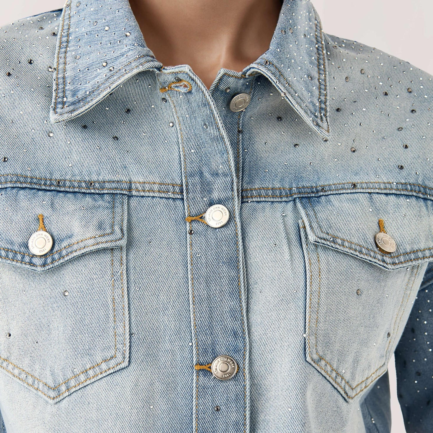 Regular Fit Cotton Denim Shirt with Embellished Detail-women-clothing-shirtsandblouses-shirts-image-6