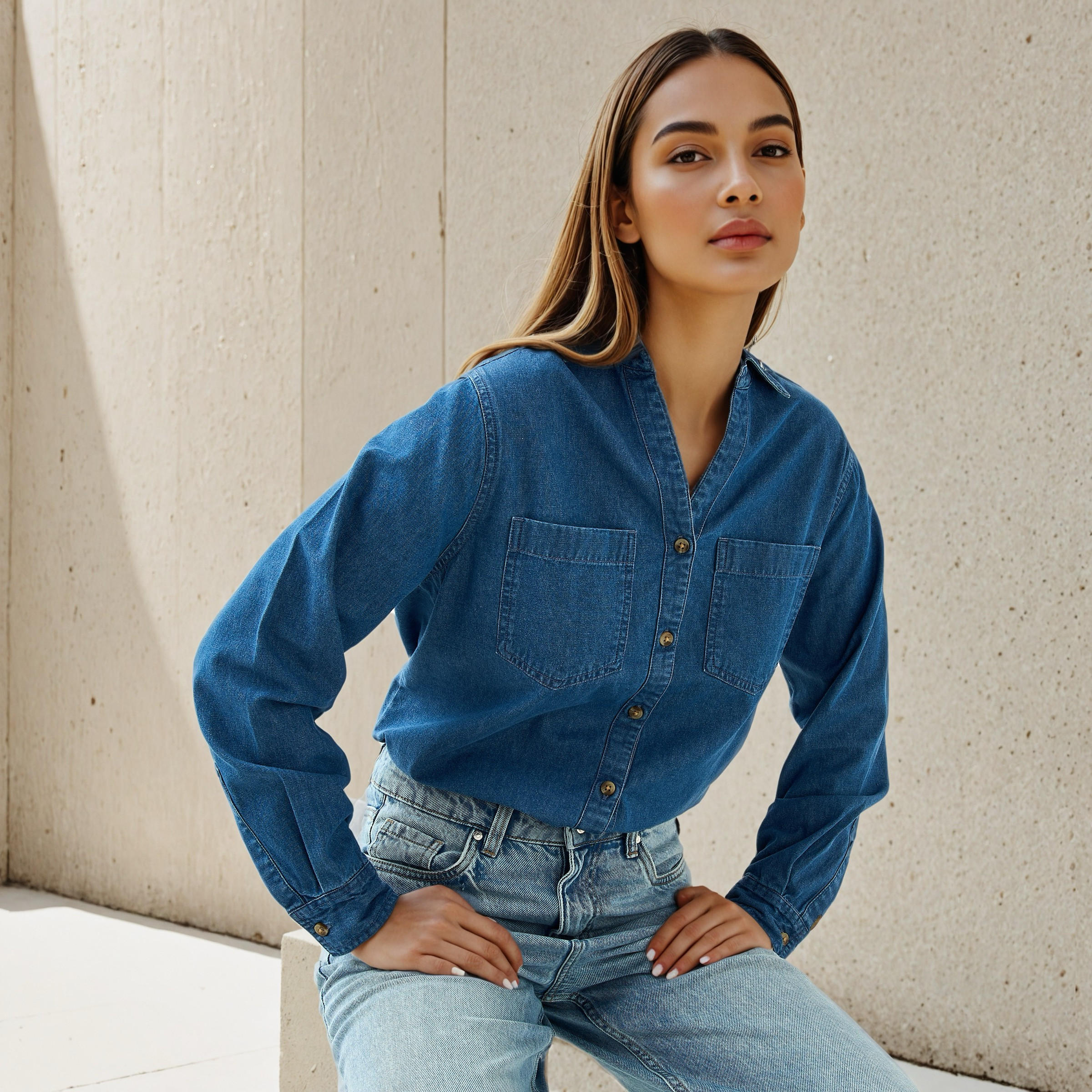 قميص دينم بقصة عادية-women-clothing-shirtsandblouses-shirts-image-6