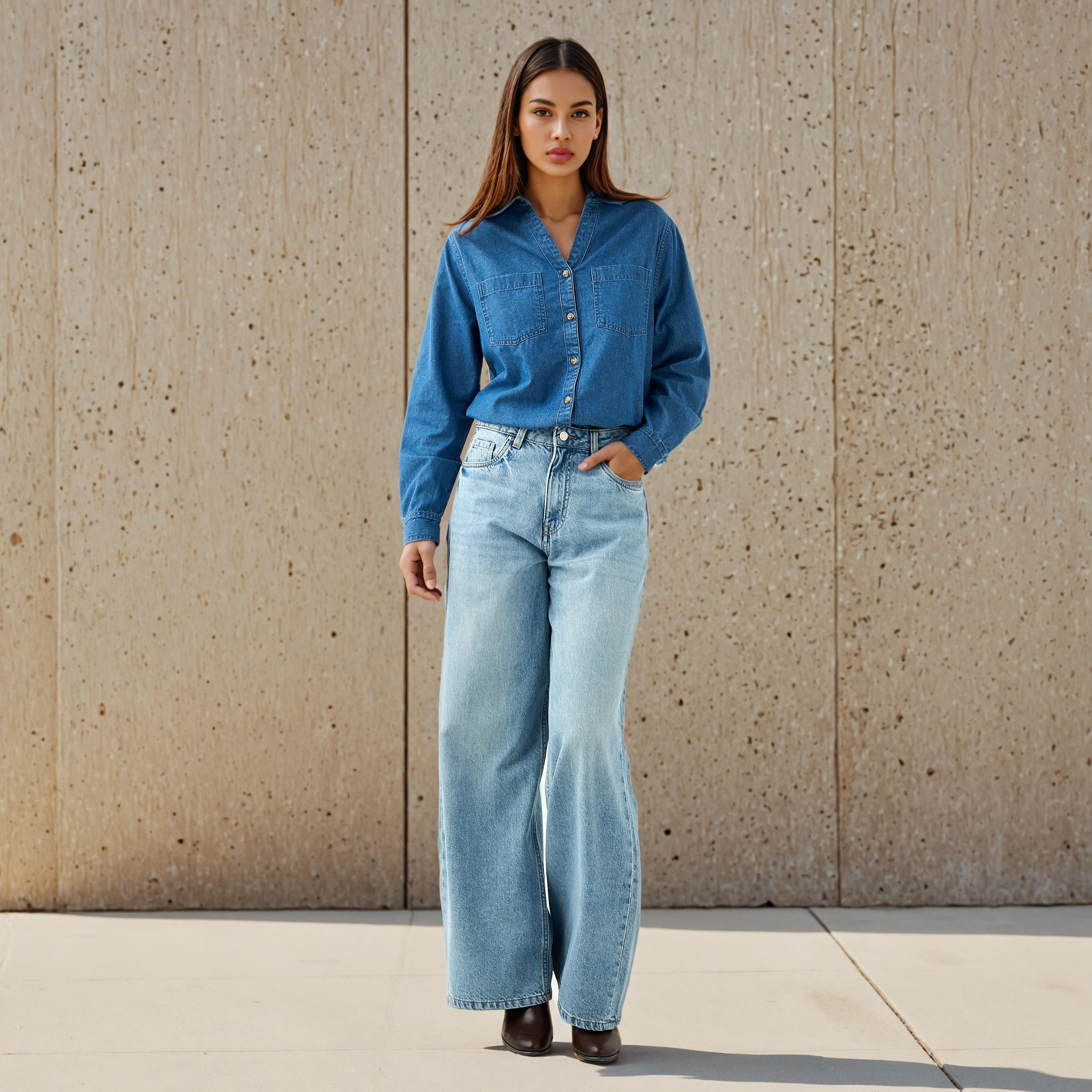 قميص دينم بقصة عادية-women-clothing-shirtsandblouses-shirts-image-5