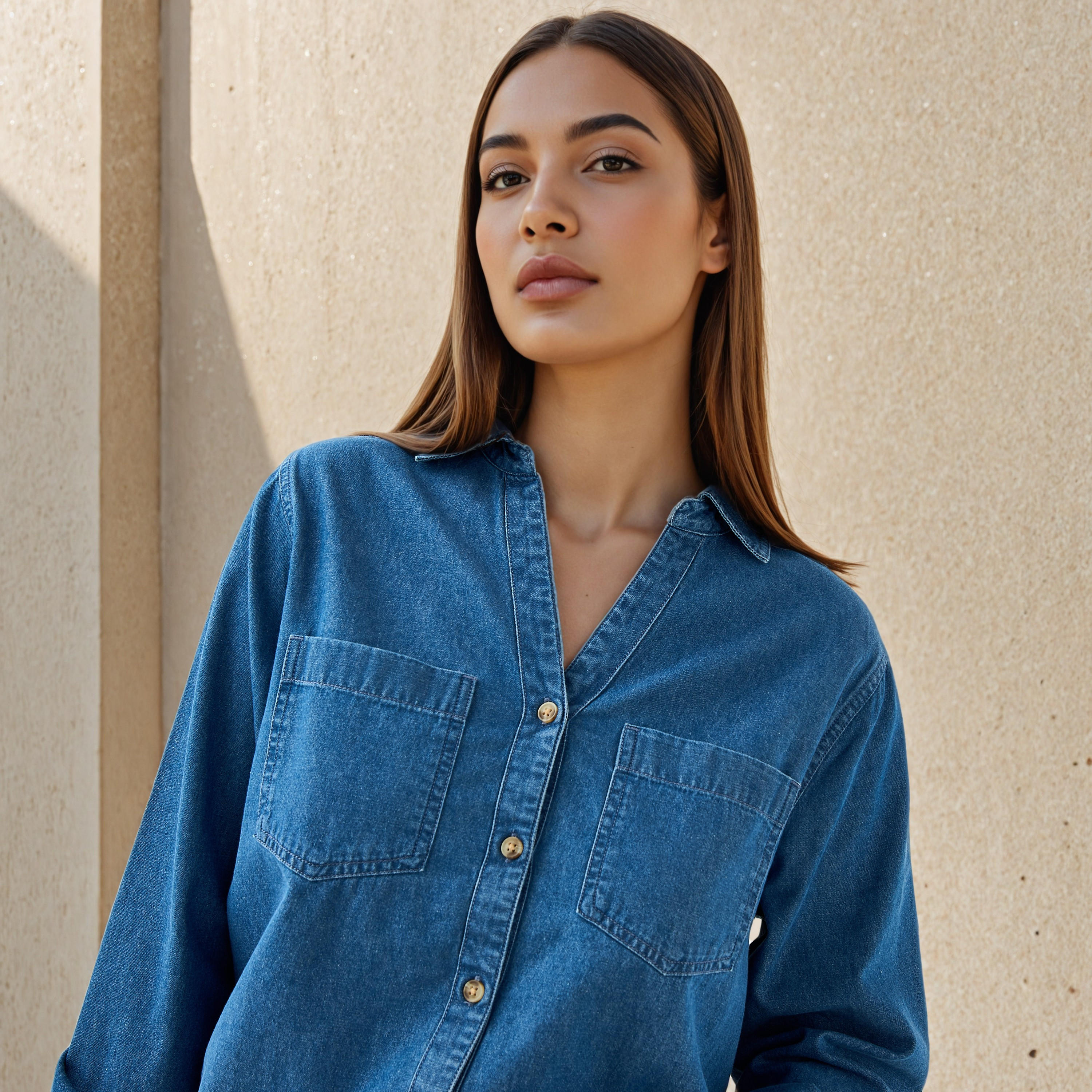 قميص دينم بقصة عادية-women-clothing-shirtsandblouses-shirts-image-1