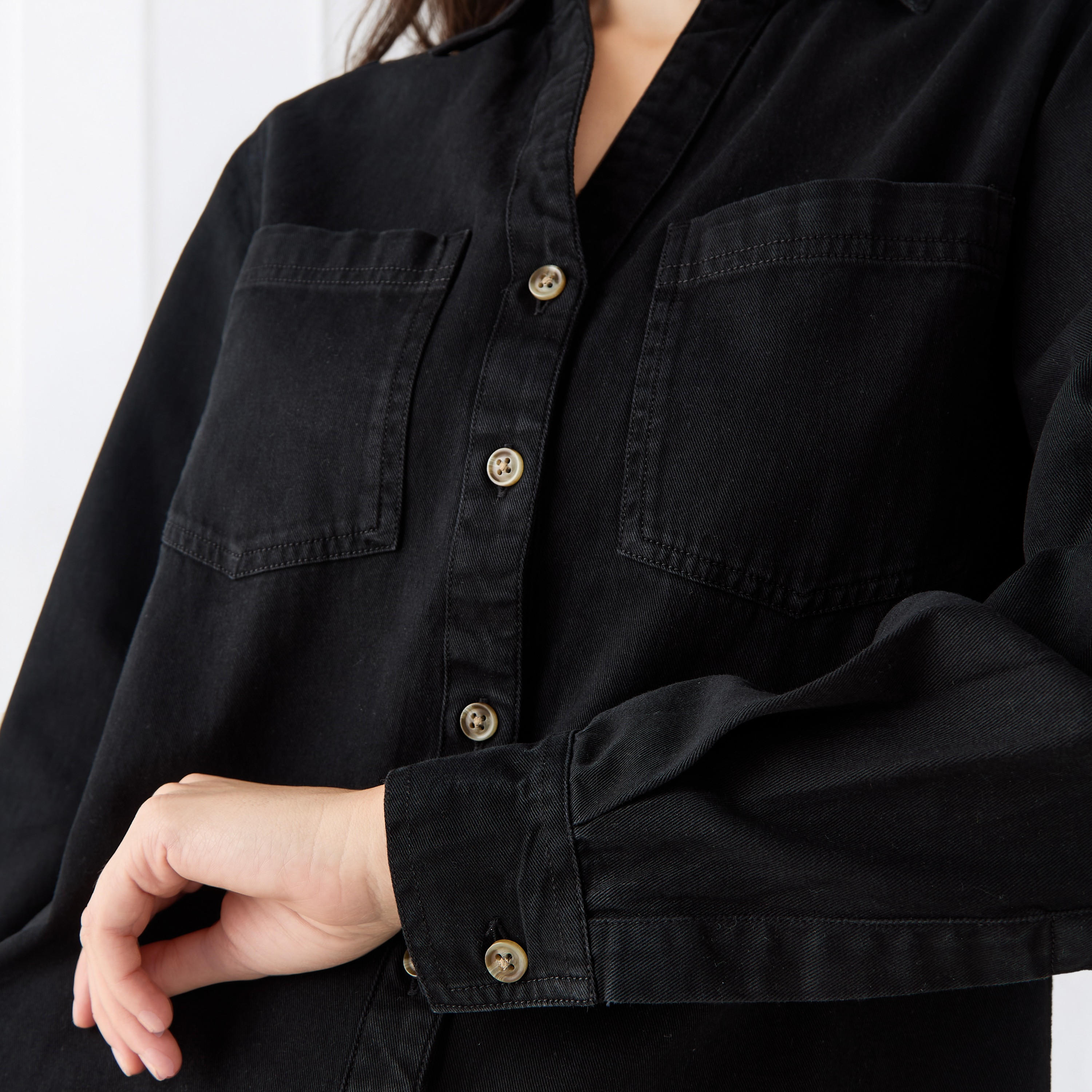 Regular Fit Denim Shirt-women-clothing-shirtsandblouses-shirts-image-5