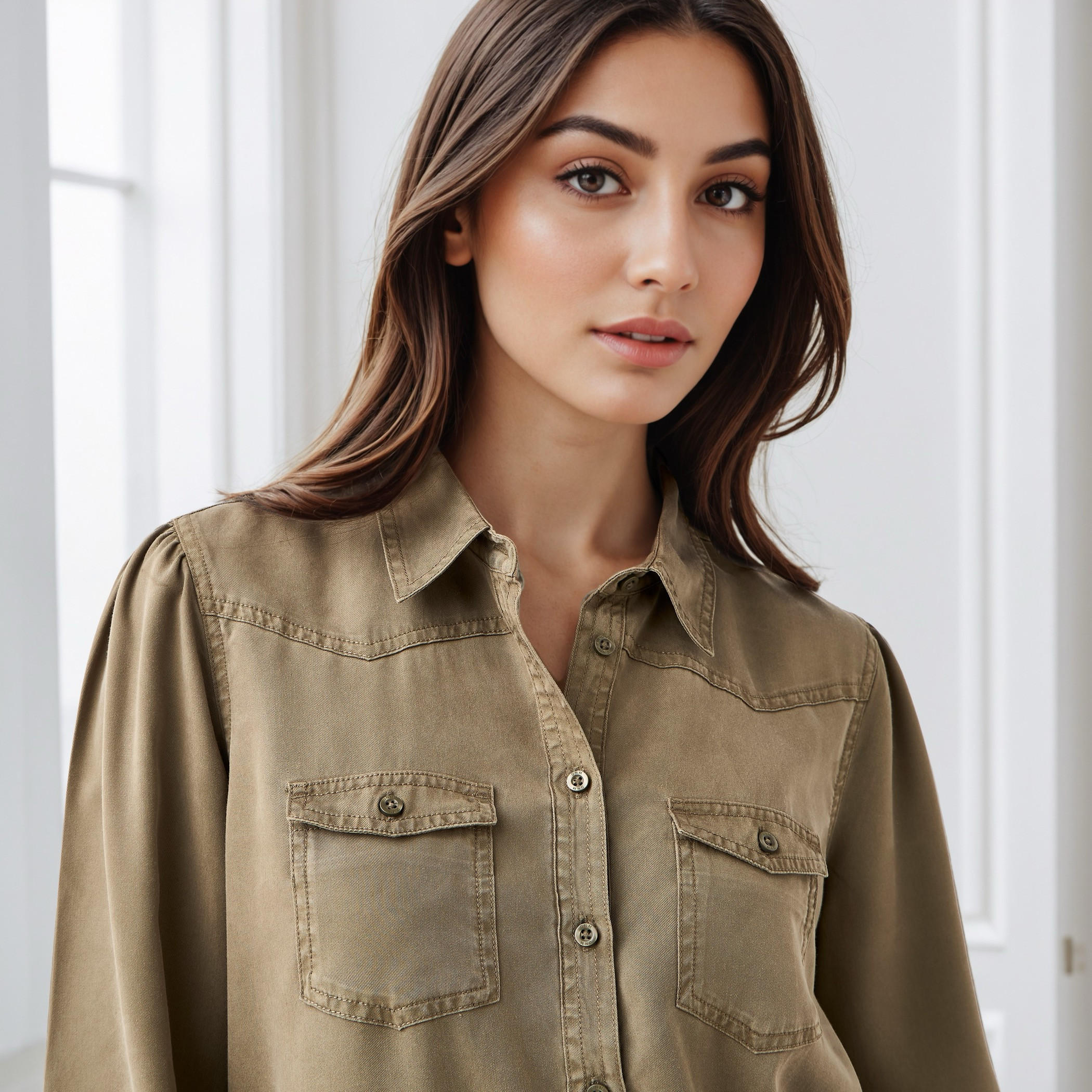 Regular Fit Tencel Denim Shirt with Pockets-women-clothing-shirtsandblouses-shirts-image-4