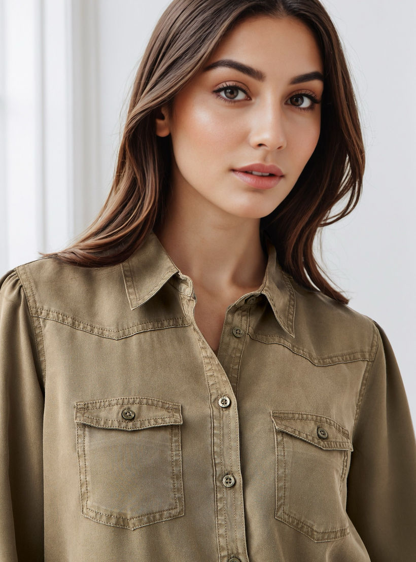 Regular Fit Tencel Denim Shirt with Pockets-women-clothing-shirtsandblouses-shirts-image-4