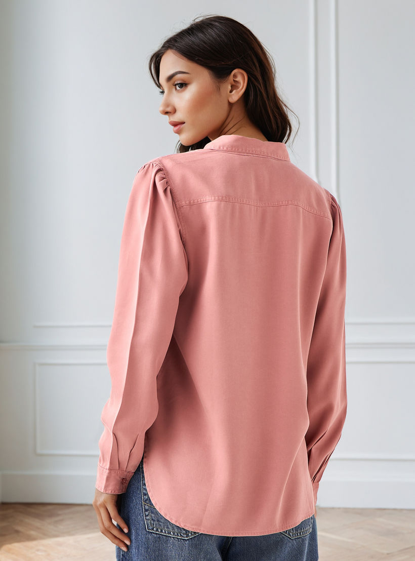 Regular Fit Tencel Denim Shirt with Pockets-women-clothing-shirtsandblouses-shirts-image-3