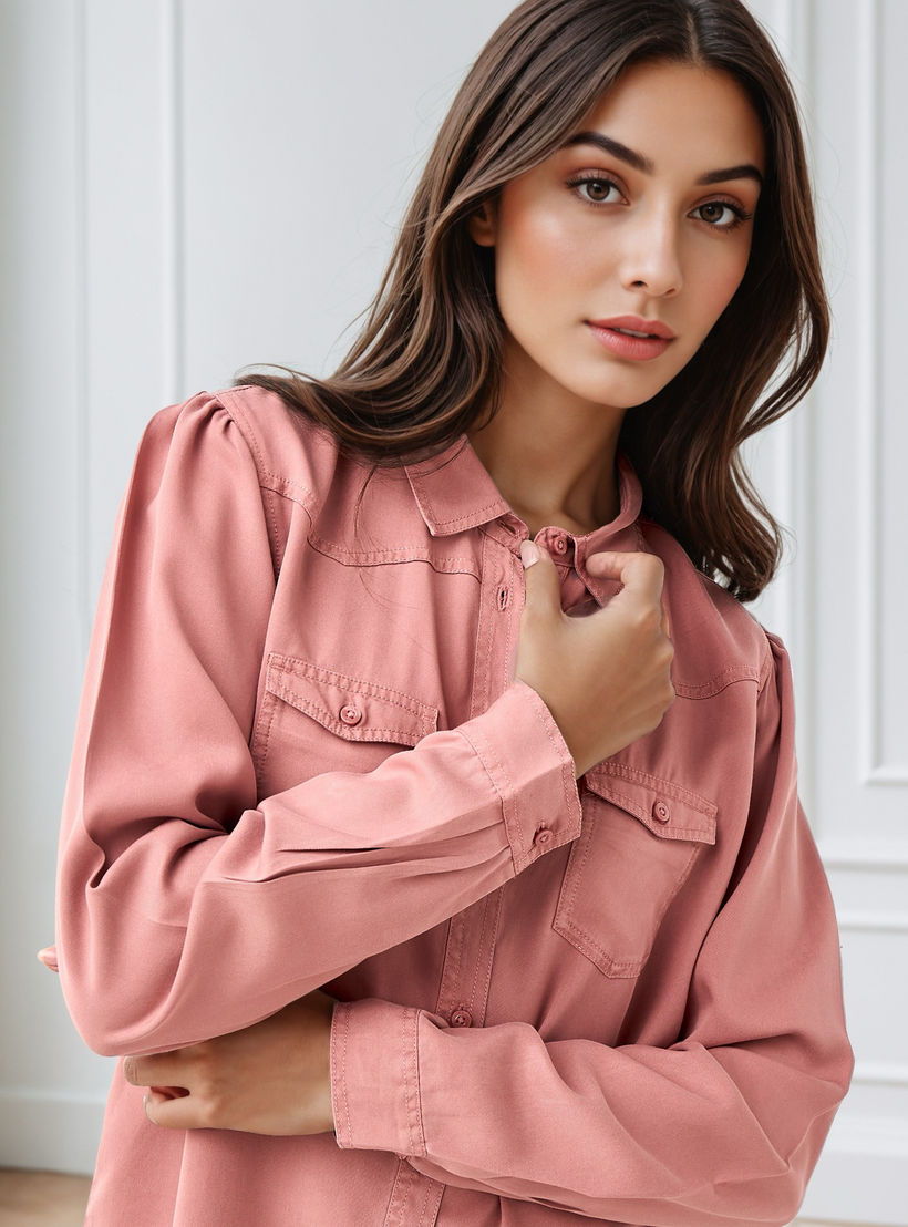 Regular Fit Tencel Denim Shirt with Pockets-women-clothing-shirtsandblouses-shirts-image-5