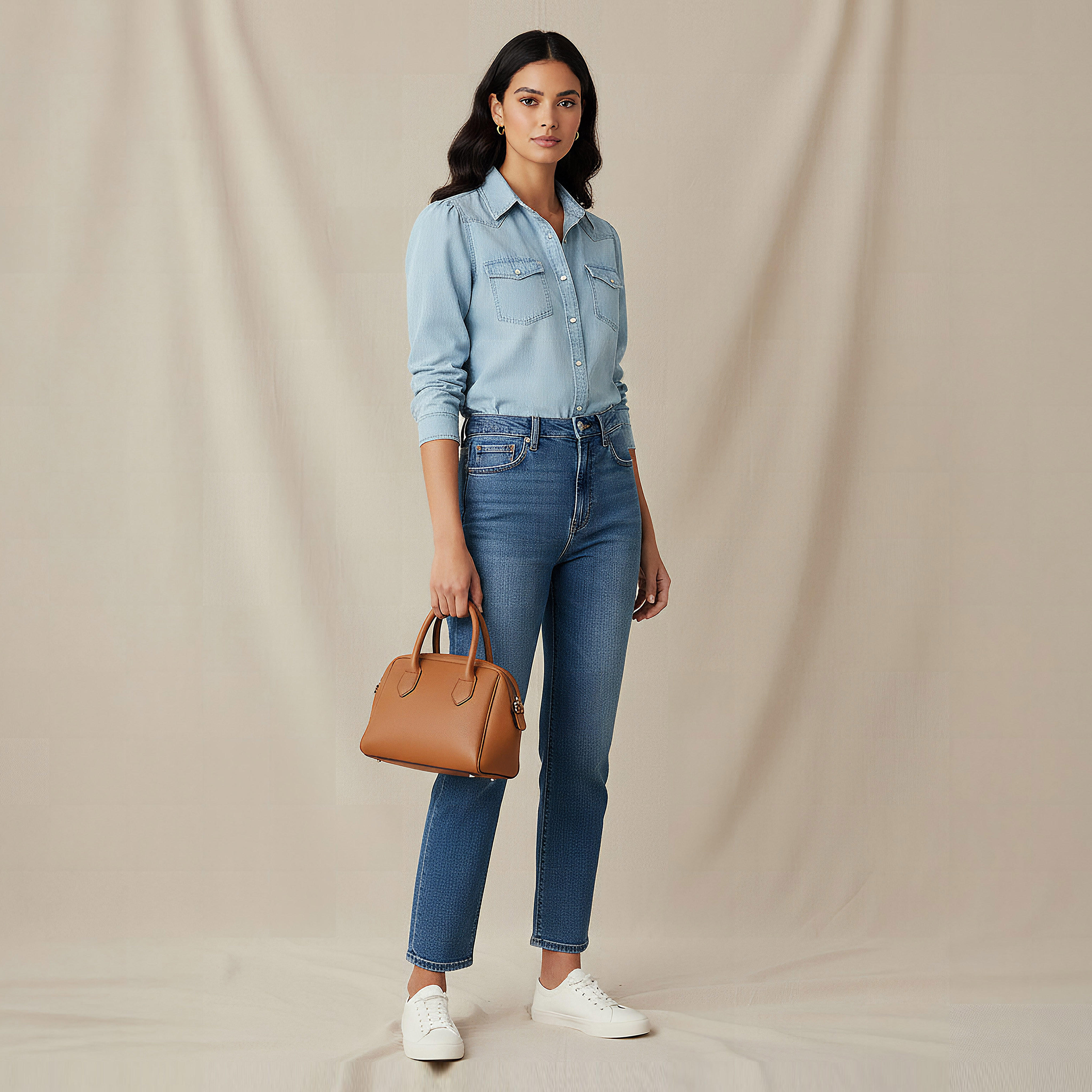 Regular Fit Tencel Denim Shirt with Pockets-women-clothing-shirtsandblouses-shirts-image-2