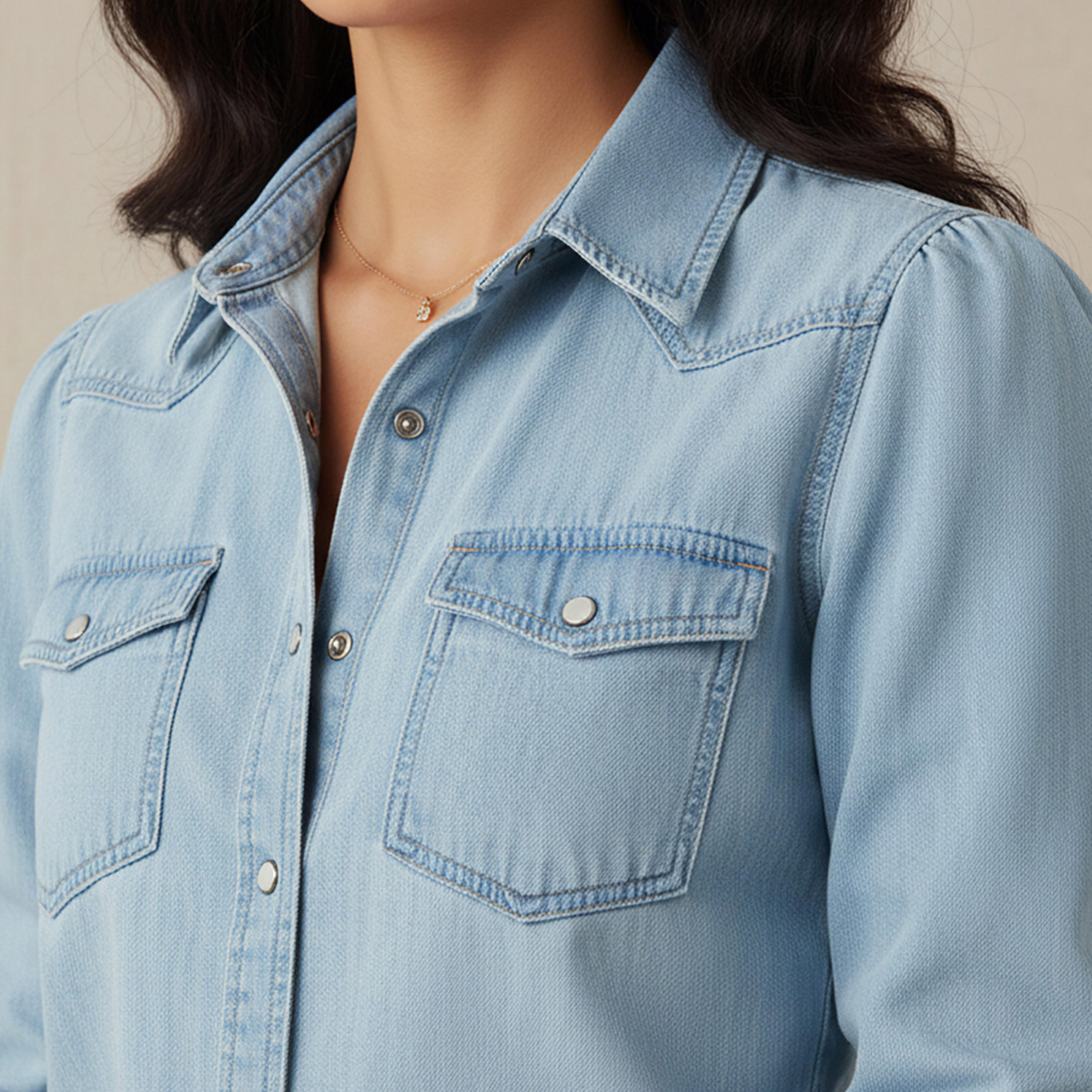 Regular Fit Tencel Denim Shirt with Pockets-women-clothing-shirtsandblouses-shirts-image-4
