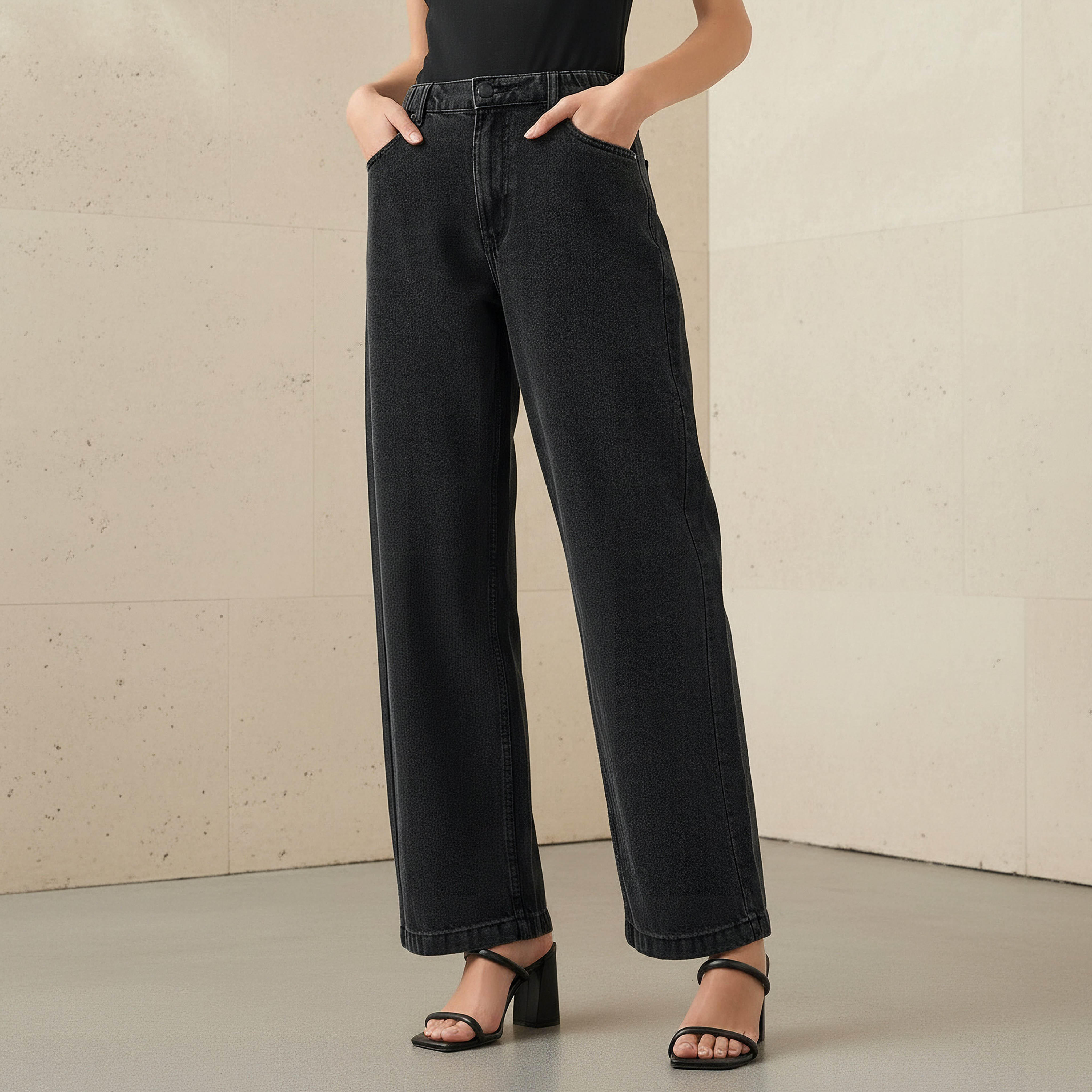 Flexi Waist Wide Leg Jeans Cotton-women-clothing-bottoms-jeans-image-1