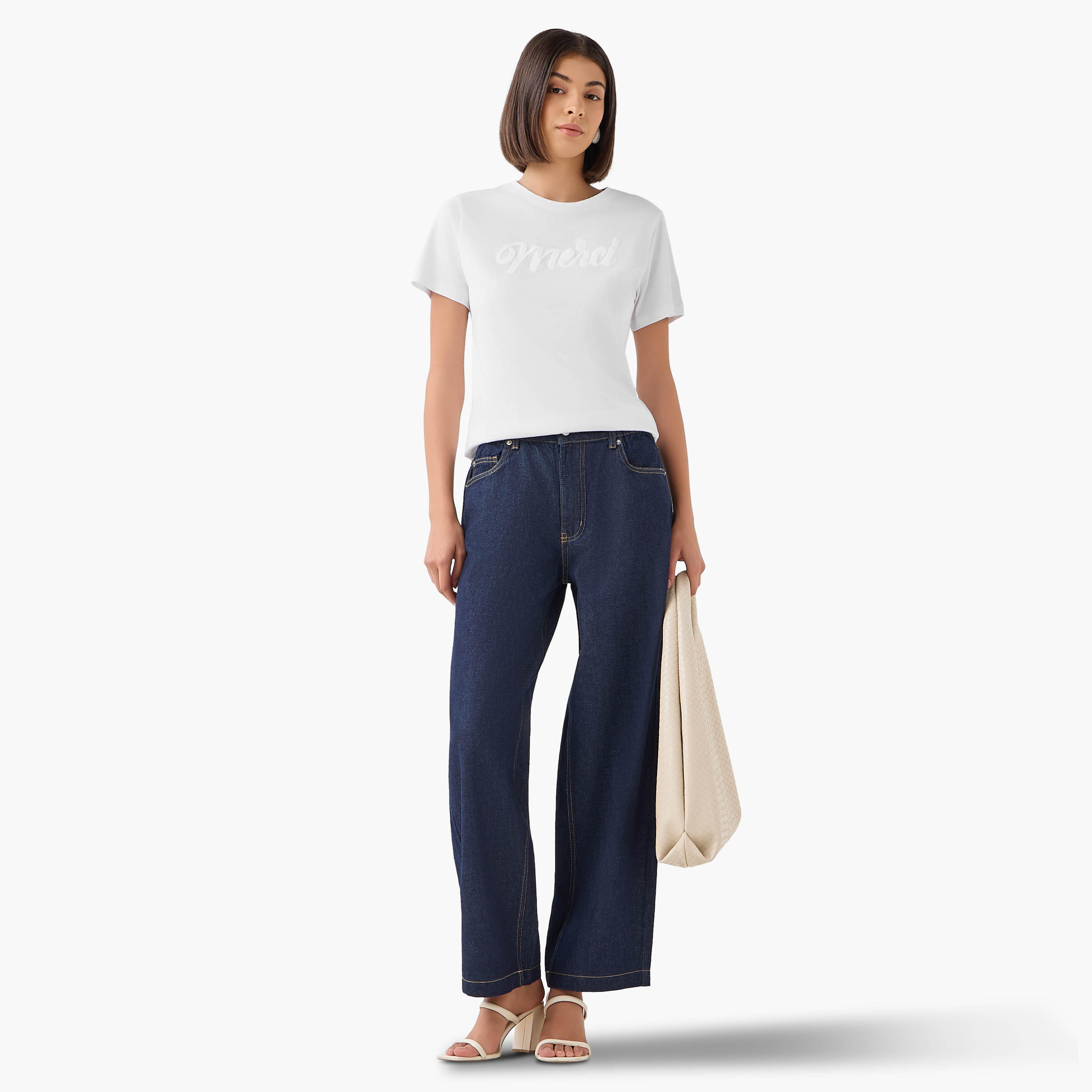 بنطلون جينز قطن واسع الساقين بخصر مرن-women-clothing-bottoms-jeans-image-2