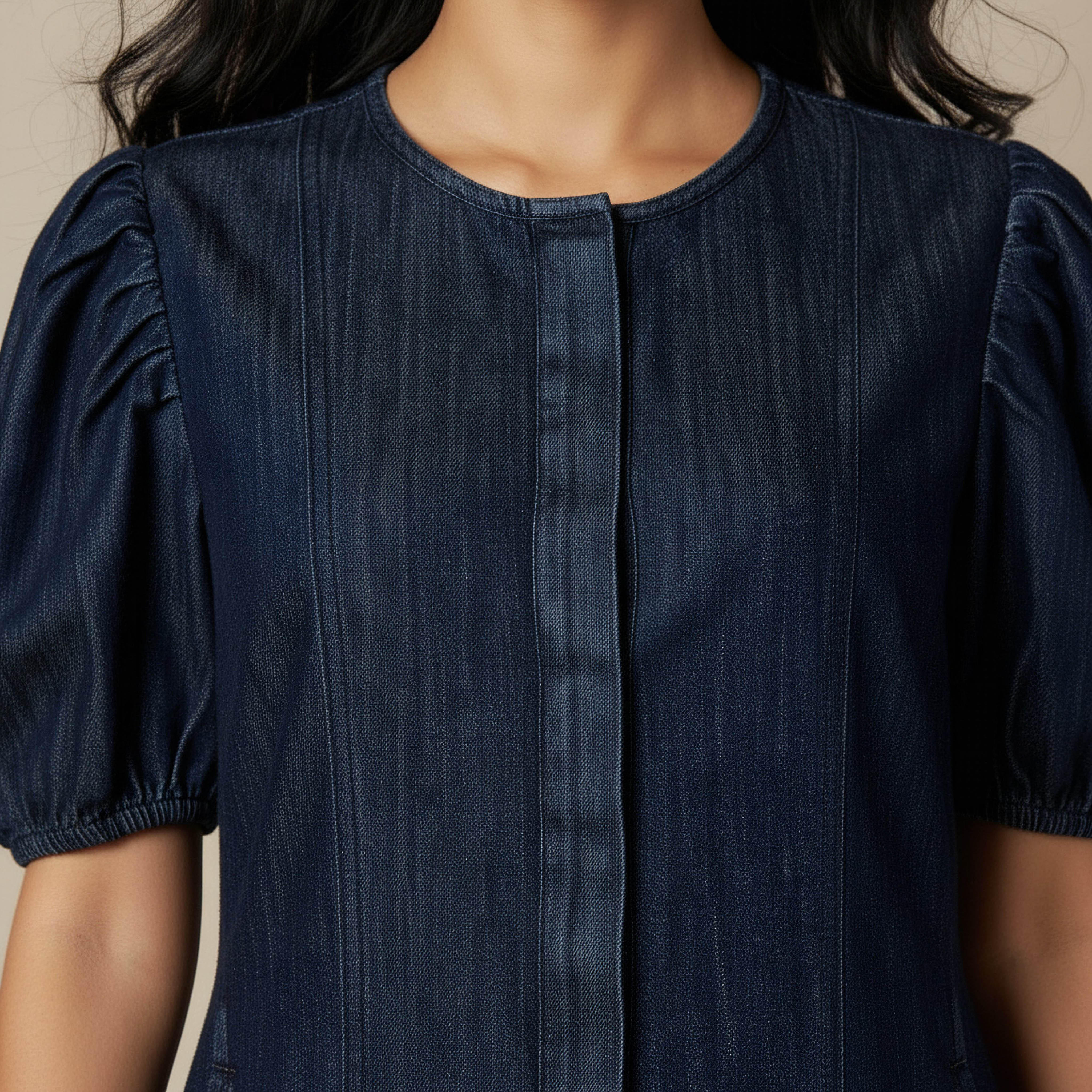 فستان قميص ميدي قطن بأكمام منفوخة-women-clothing-dresses-image-4