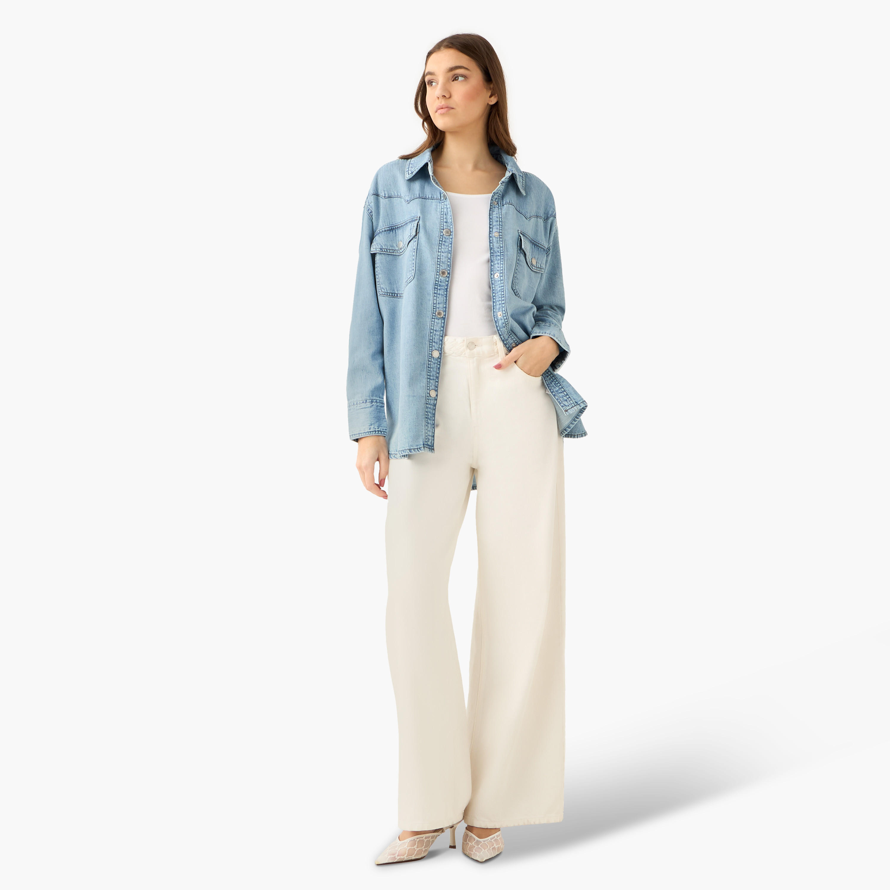 قميص دينم قطن فضفاض بجيوب-women-clothing-shirtsandblouses-shirts-image-3