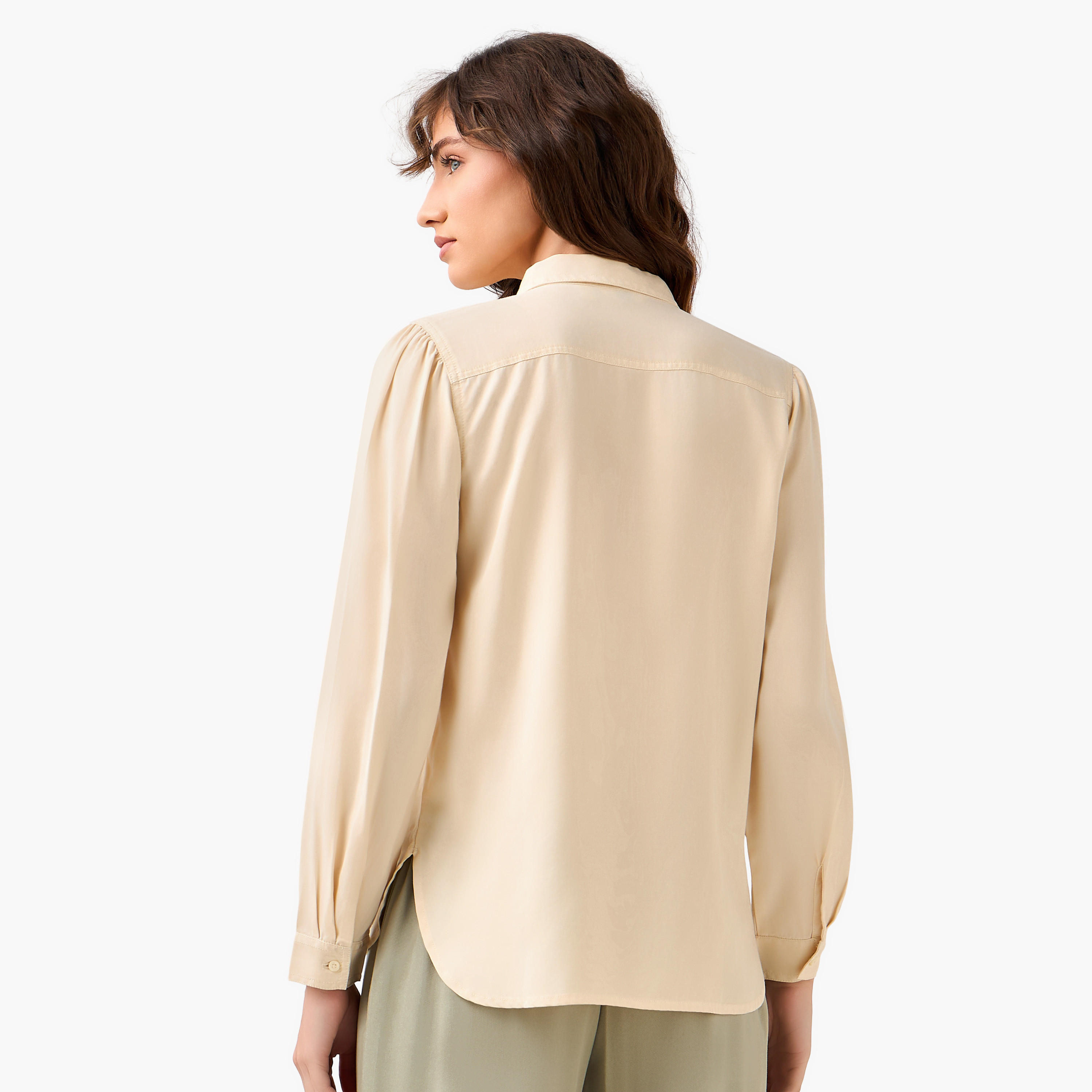 Regular Fit Lyocell Denim Shirt with Pockets-women-clothing-shirtsandblouses-shirts-image-4