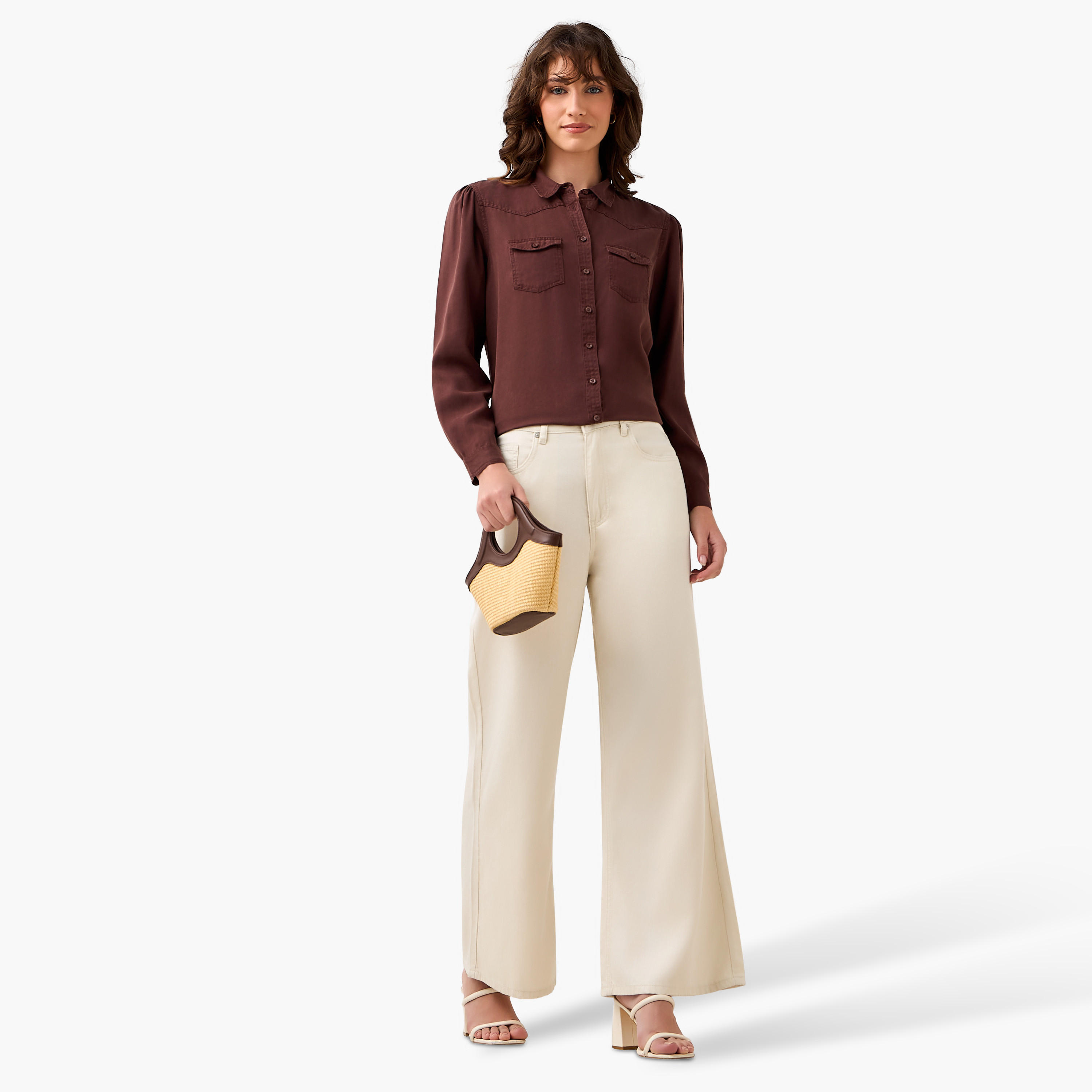 قميص دينم ليوسيل بقصّة عادية مع جيوب-women-clothing-shirtsandblouses-shirts-image-3