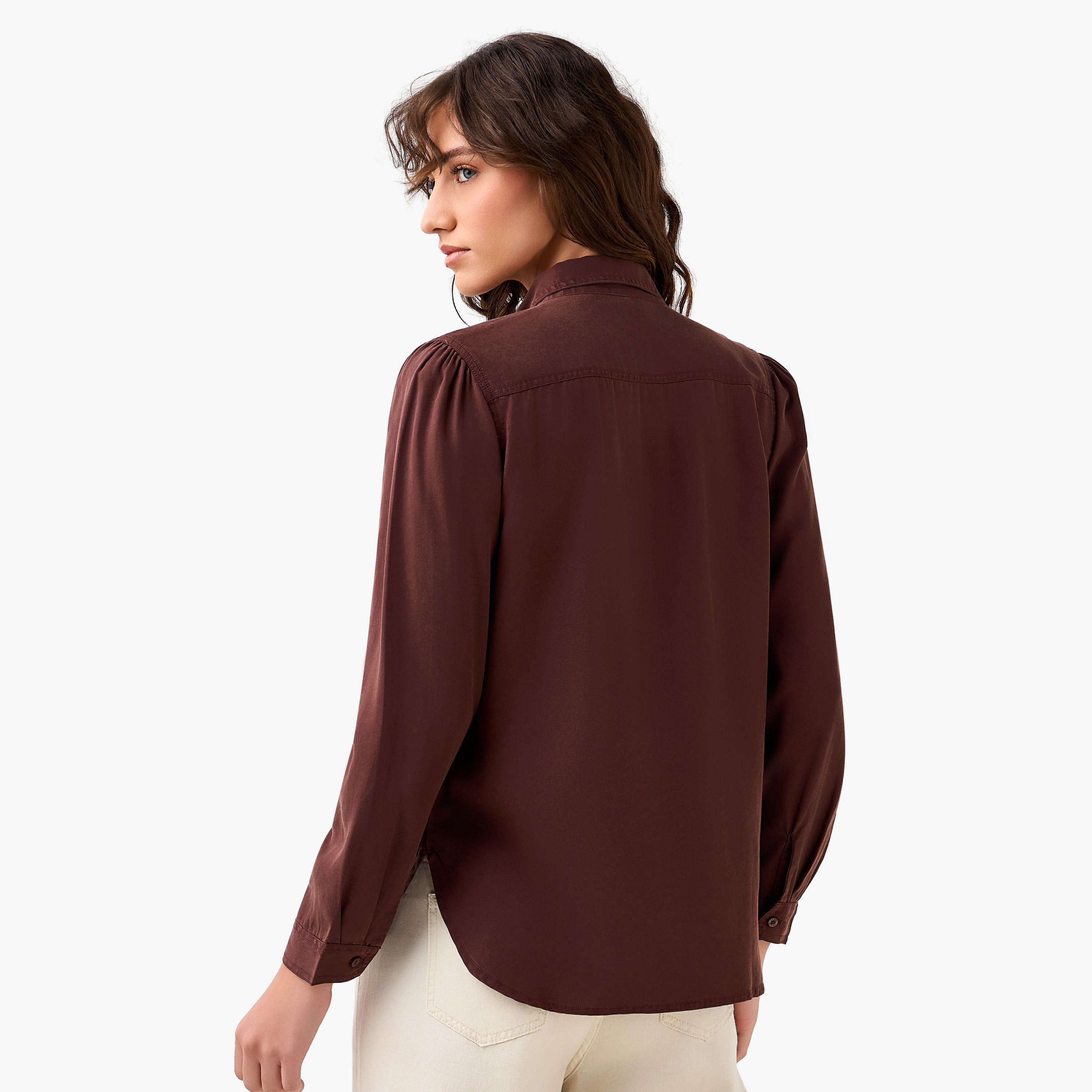 قميص دينم ليوسيل بقصّة عادية مع جيوب-women-clothing-shirtsandblouses-shirts-image-4