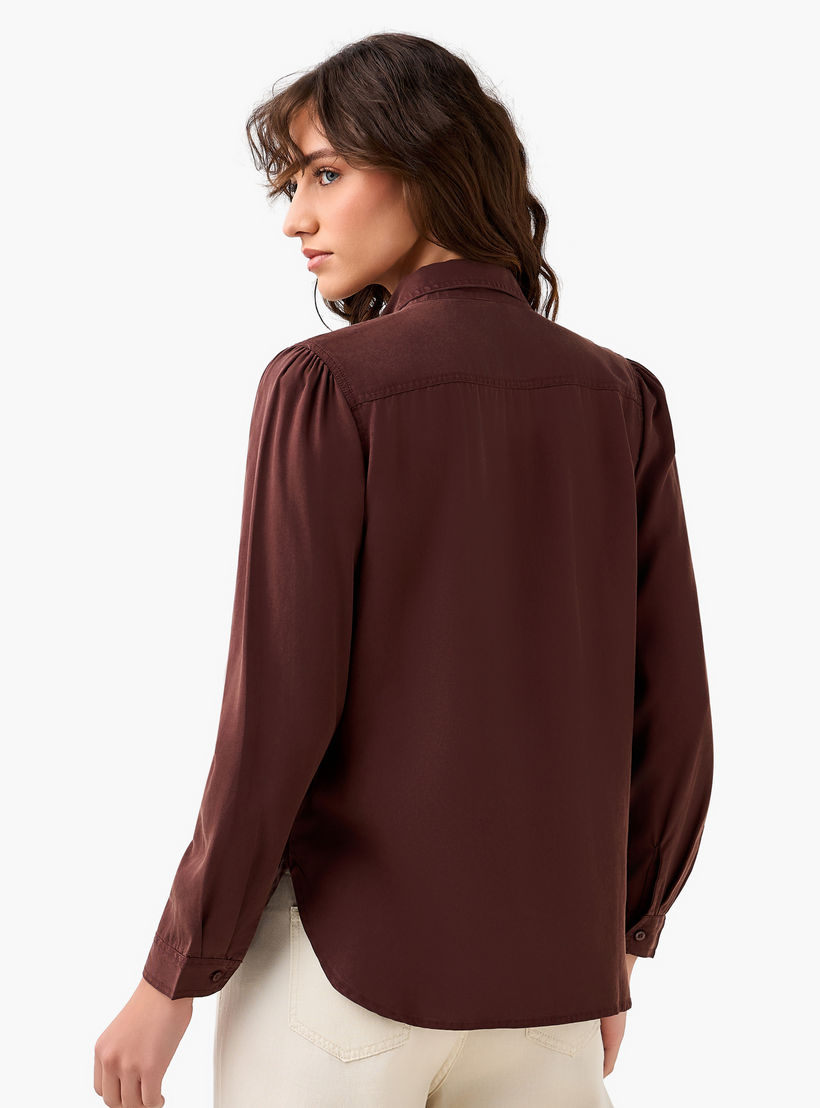 قميص دينم ليوسيل بقصّة عادية مع جيوب-women-clothing-shirtsandblouses-shirts-image-4