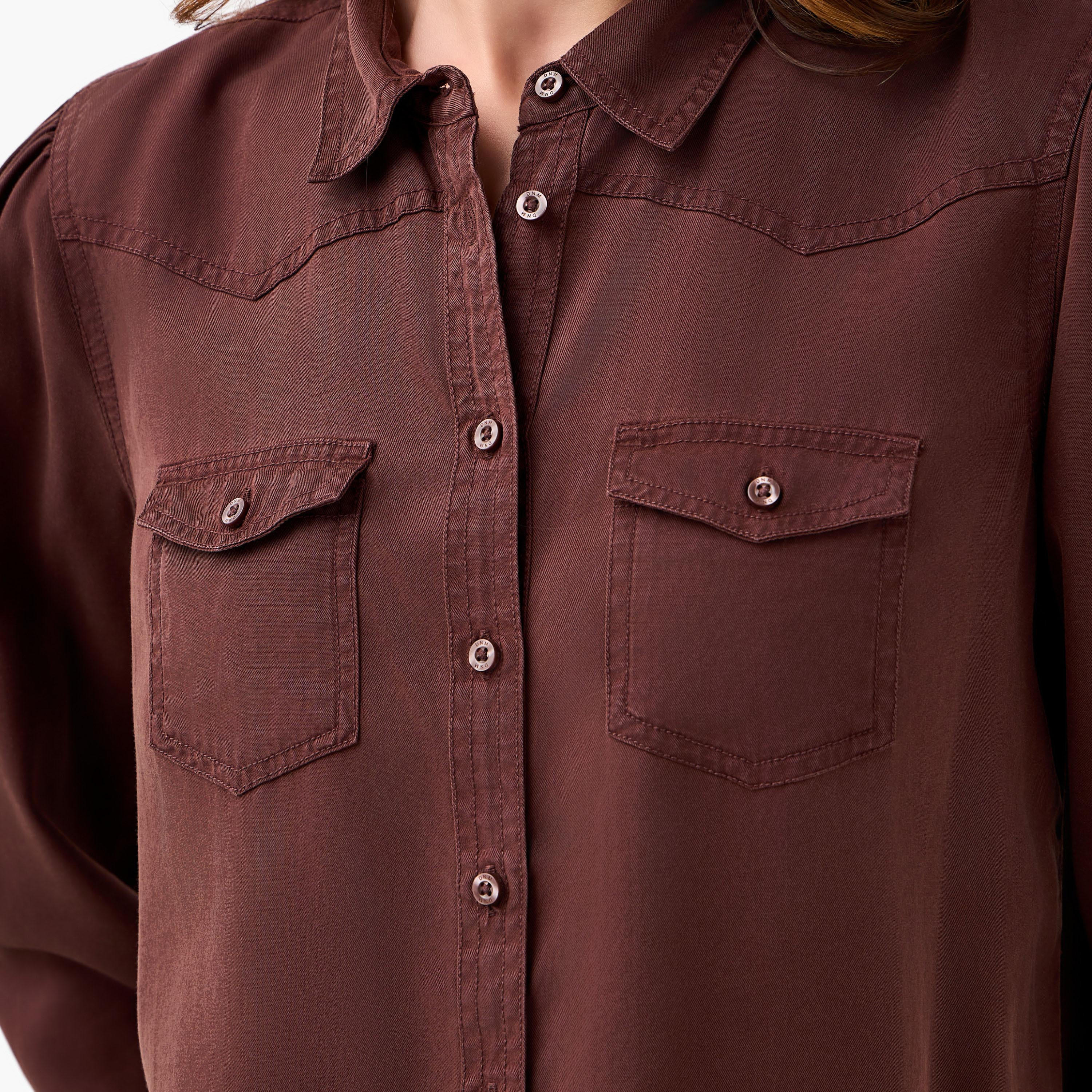 قميص دينم ليوسيل بقصّة عادية مع جيوب-women-clothing-shirtsandblouses-shirts-image-6