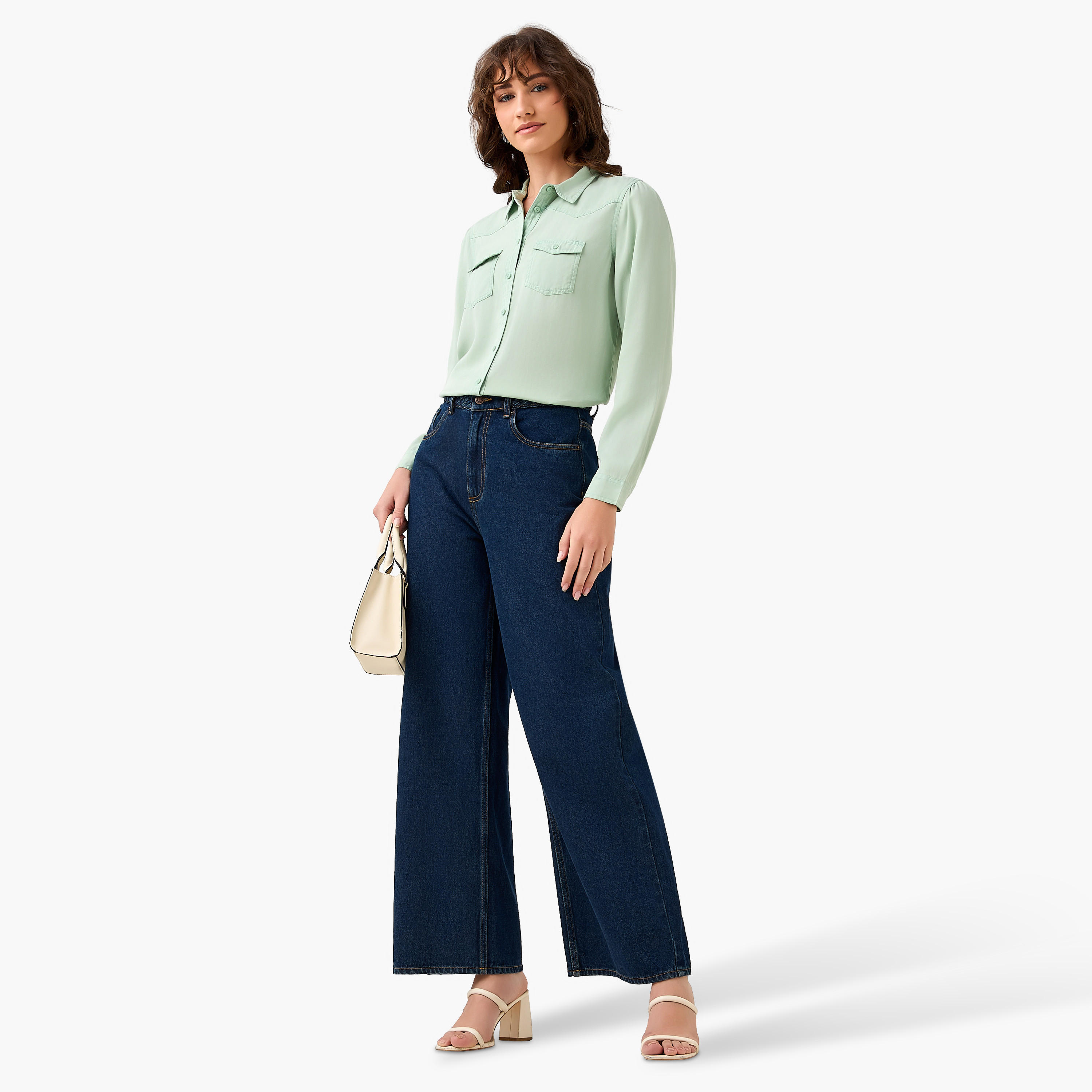 Regular Fit Lyocell Denim Shirt with Pockets-women-clothing-shirtsandblouses-shirts-image-3