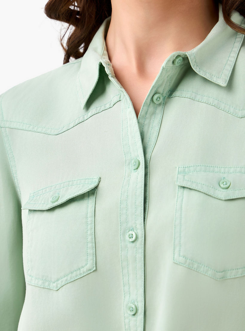 Regular Fit Lyocell Denim Shirt with Pockets-women-clothing-shirtsandblouses-shirts-image-4