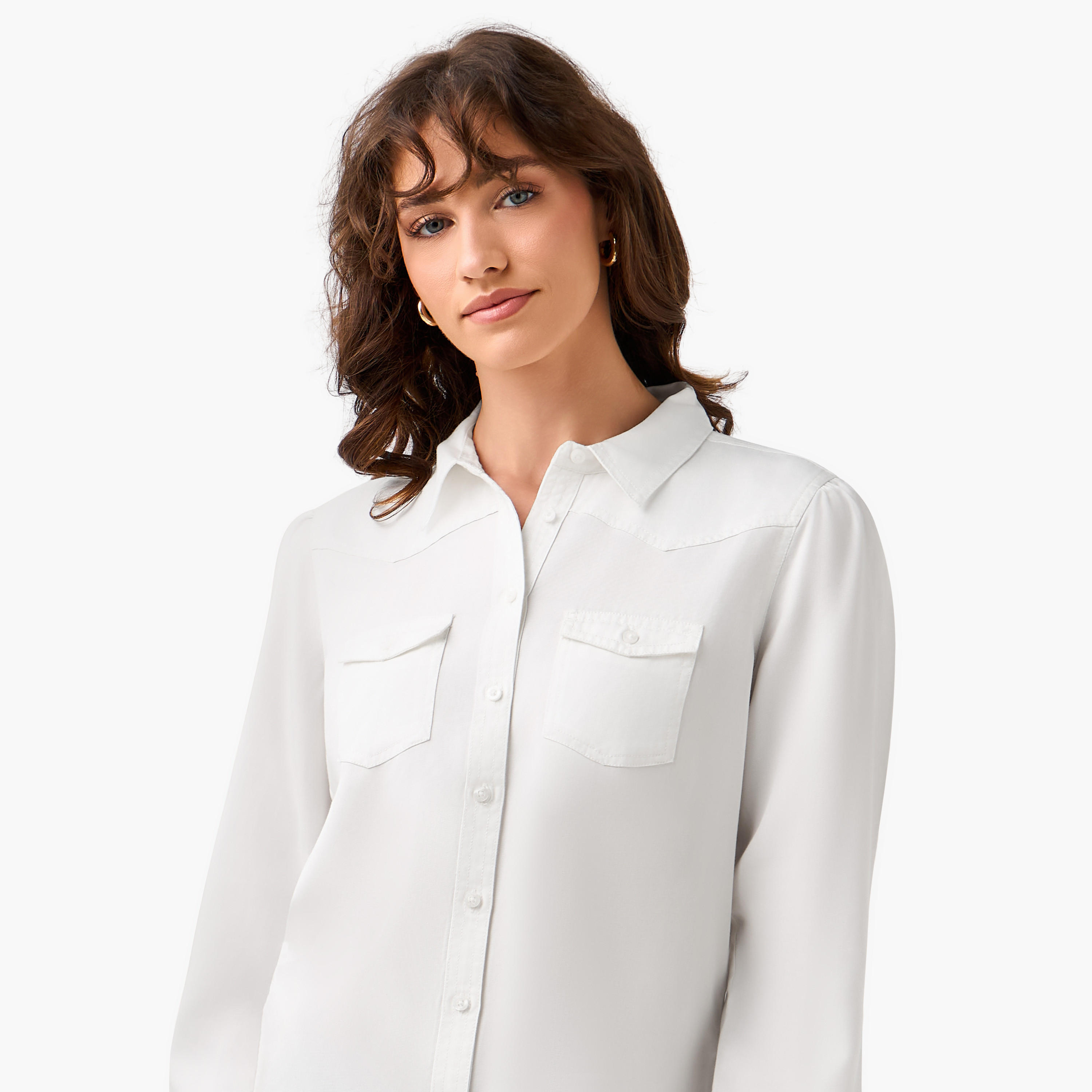 قميص دينم ليوسيل بقصّة عادية مع جيوب-women-clothing-shirtsandblouses-shirts-image-7