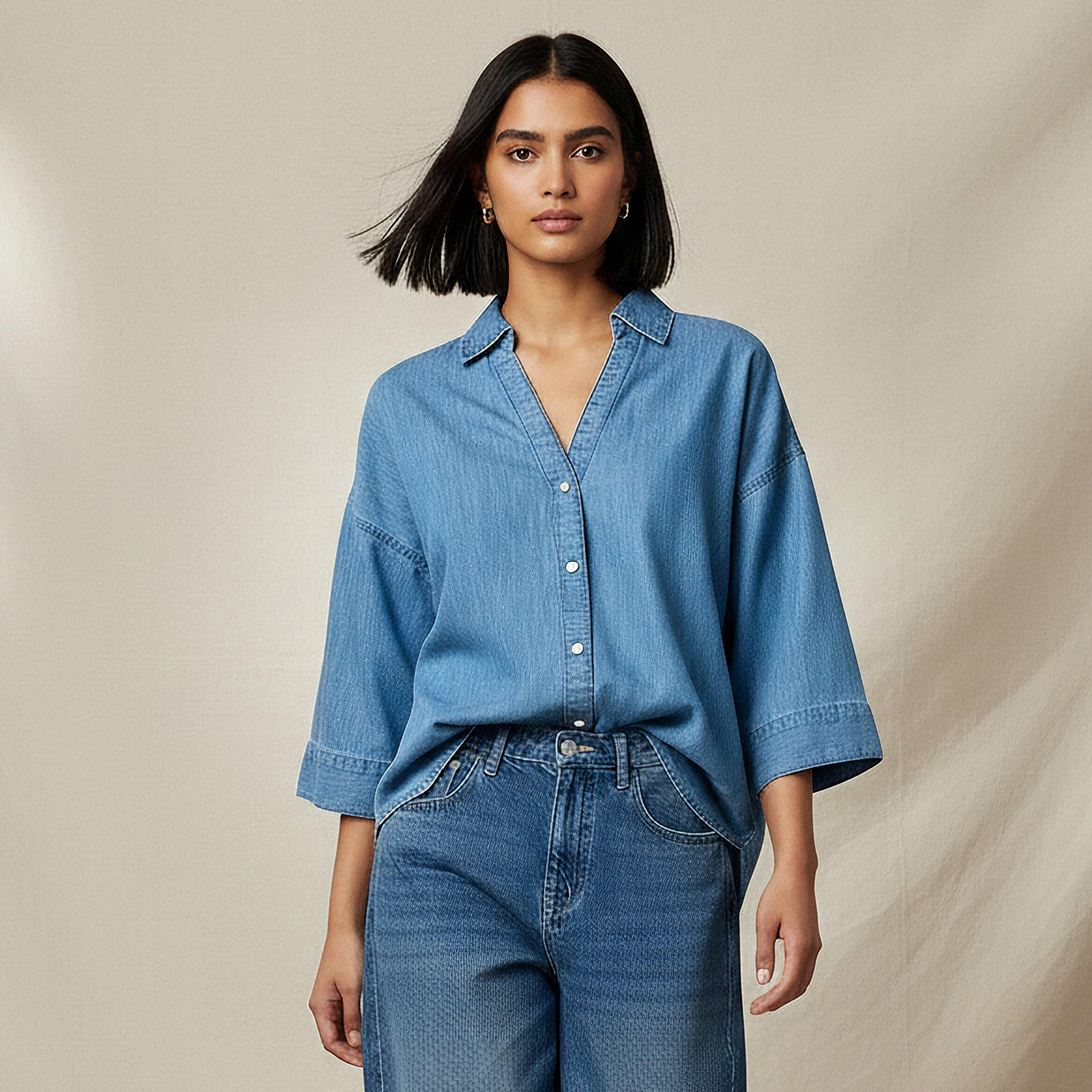 Regular Fit Drop Shoulder Top with Collar-women-clothing-shirtsandblouses-shirts-image-1
