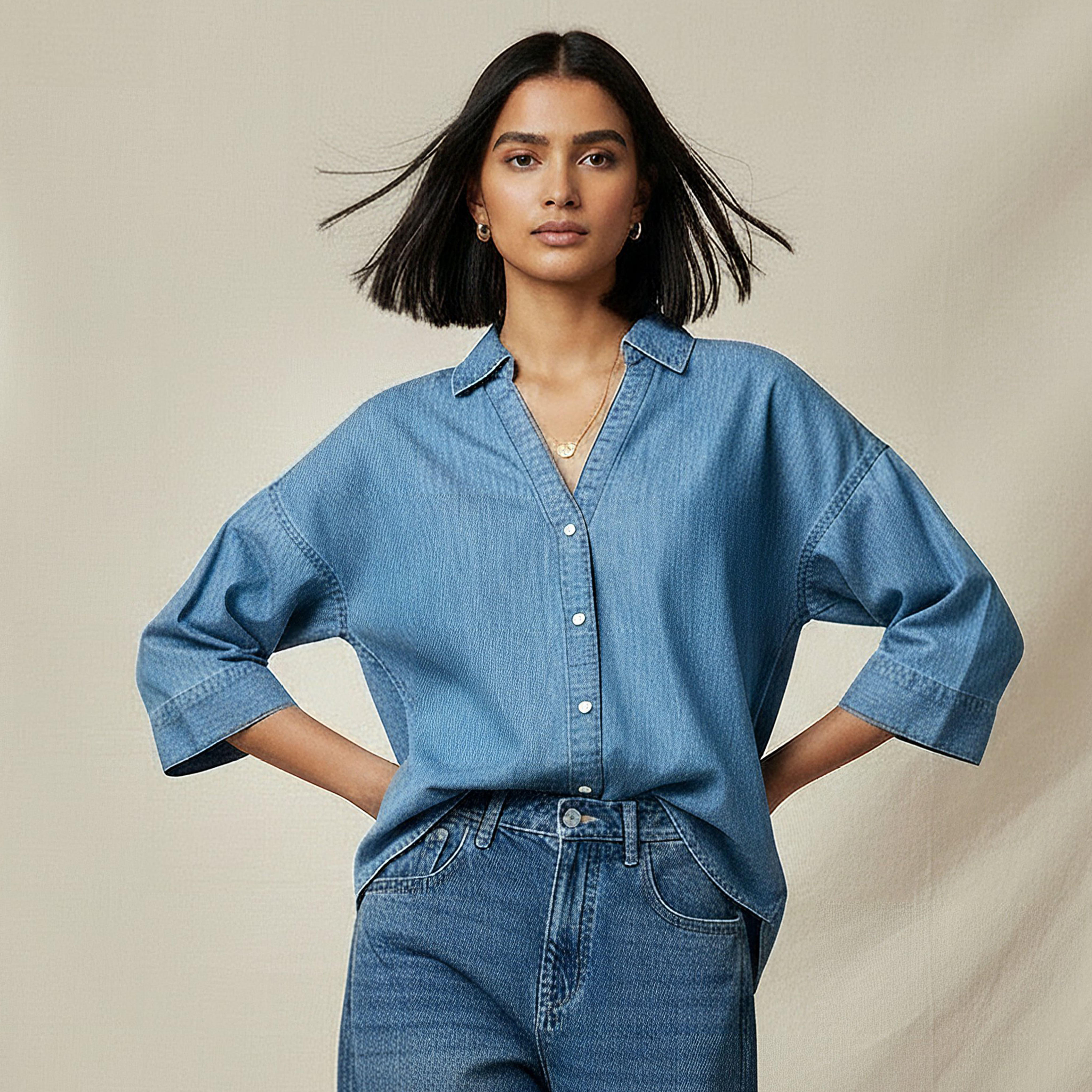 Regular Fit Drop Shoulder Top with Collar-women-clothing-shirtsandblouses-shirts-image-5