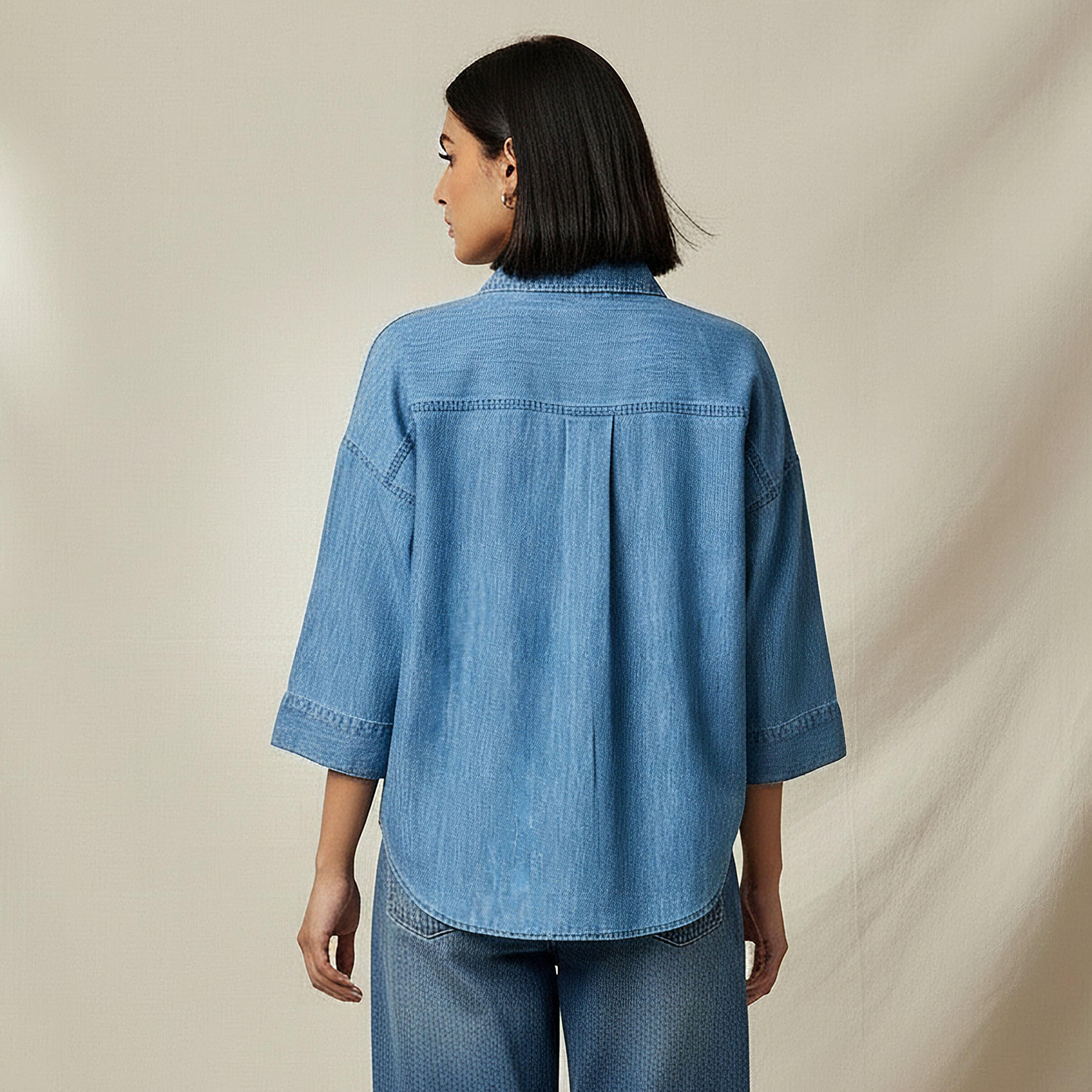 Regular Fit Drop Shoulder Top with Collar-women-clothing-shirtsandblouses-shirts-image-6