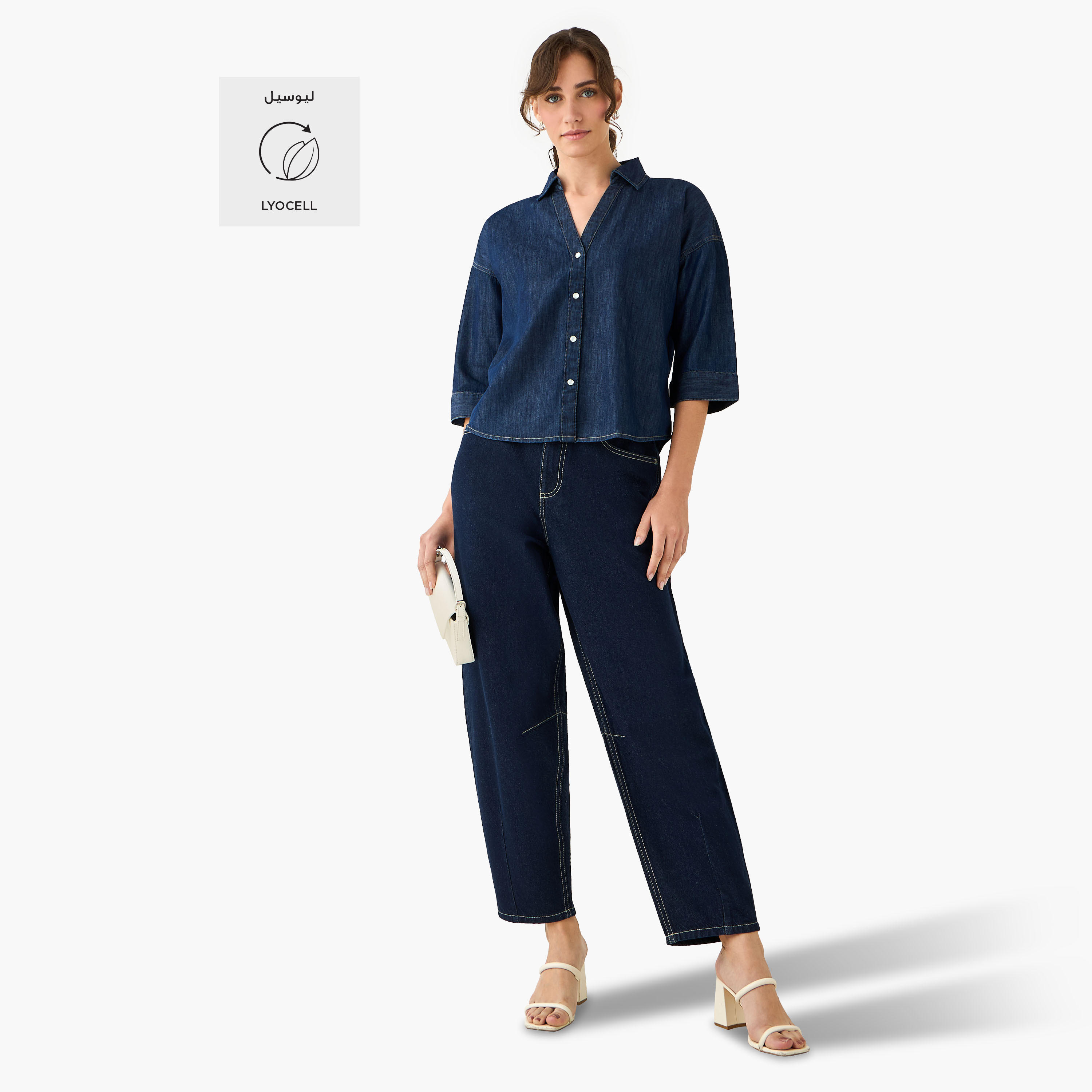 Regular Fit Drop Shoulder Top with Collar-women-clothing-shirtsandblouses-shirts-image-2