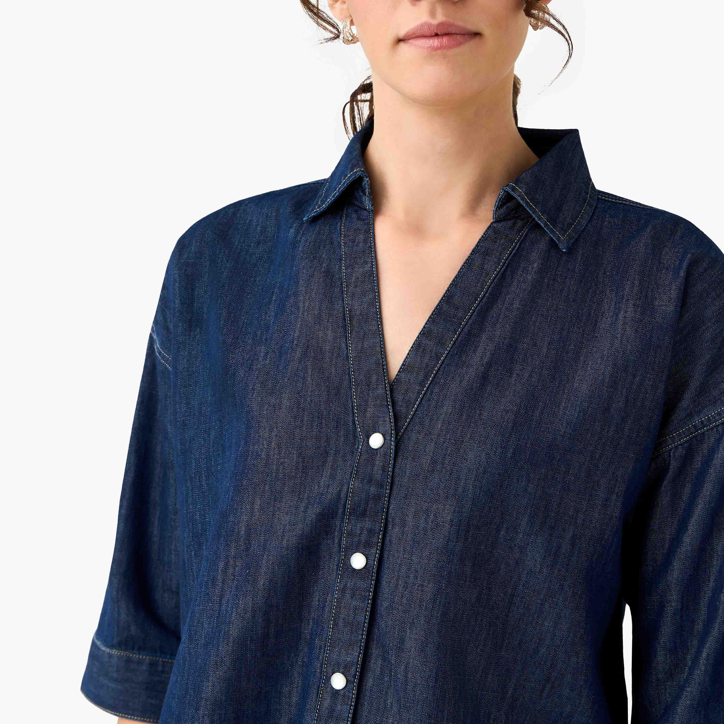 Regular Fit Drop Shoulder Top with Collar-women-clothing-shirtsandblouses-shirts-image-5