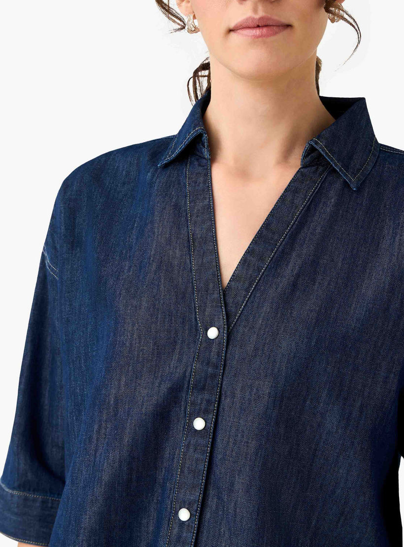 Regular Fit Drop Shoulder Top with Collar-women-clothing-shirtsandblouses-shirts-image-5