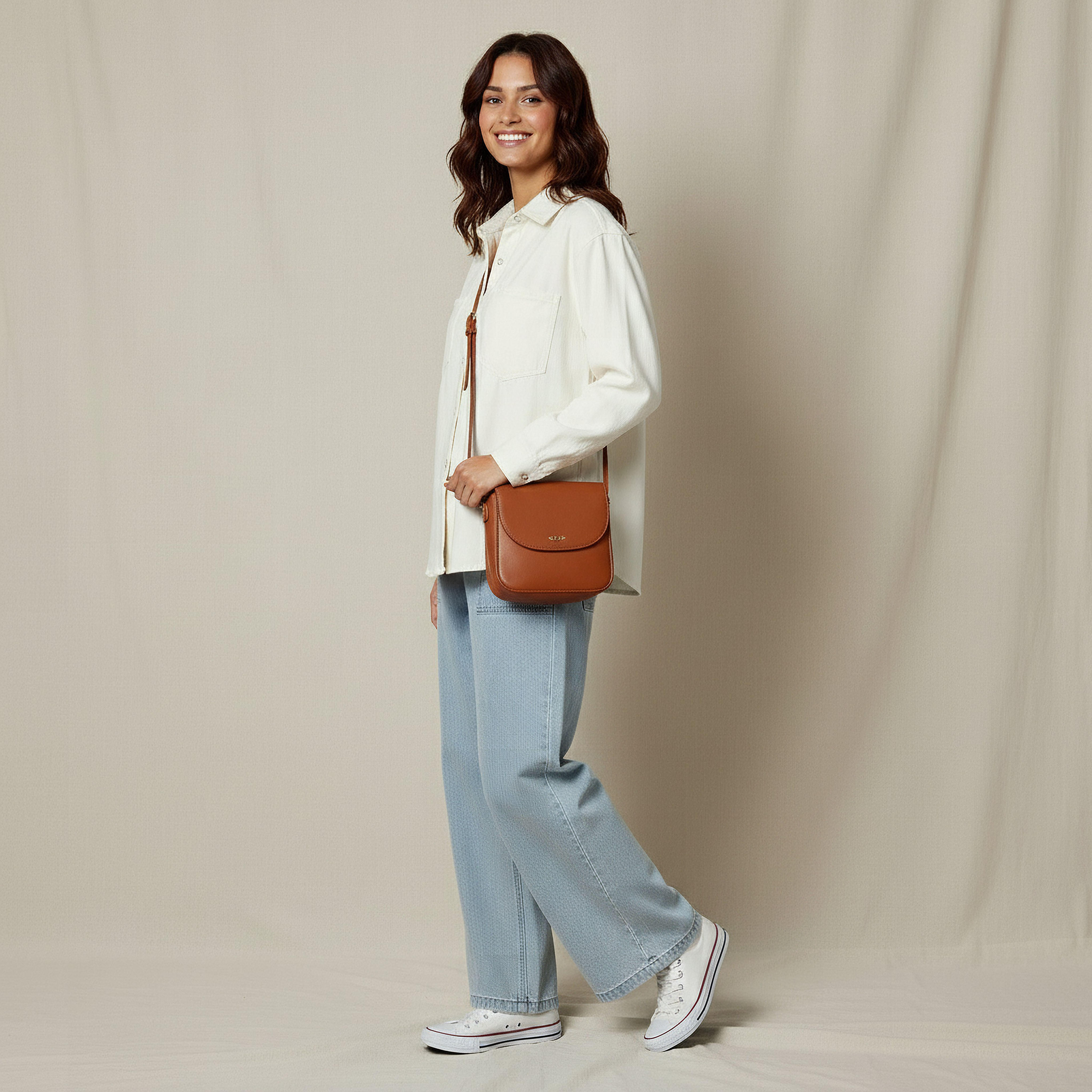 Oversized Fit Cotton Denim Shirt with Pocket-women-clothing-shirtsandblouses-shirts-image-2
