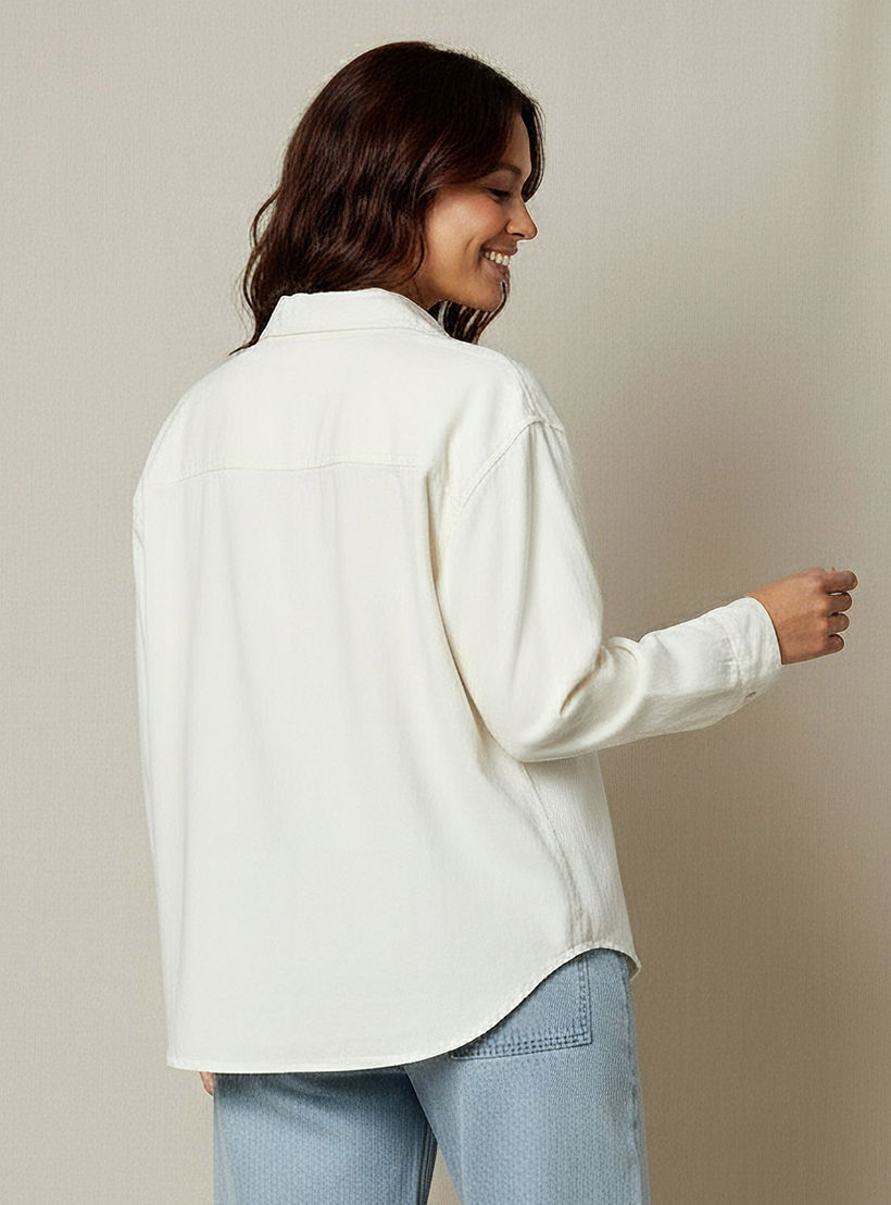 قميص دينم قطن بقصة واسعة وجيوب-women-clothing-shirtsandblouses-shirts-image-3