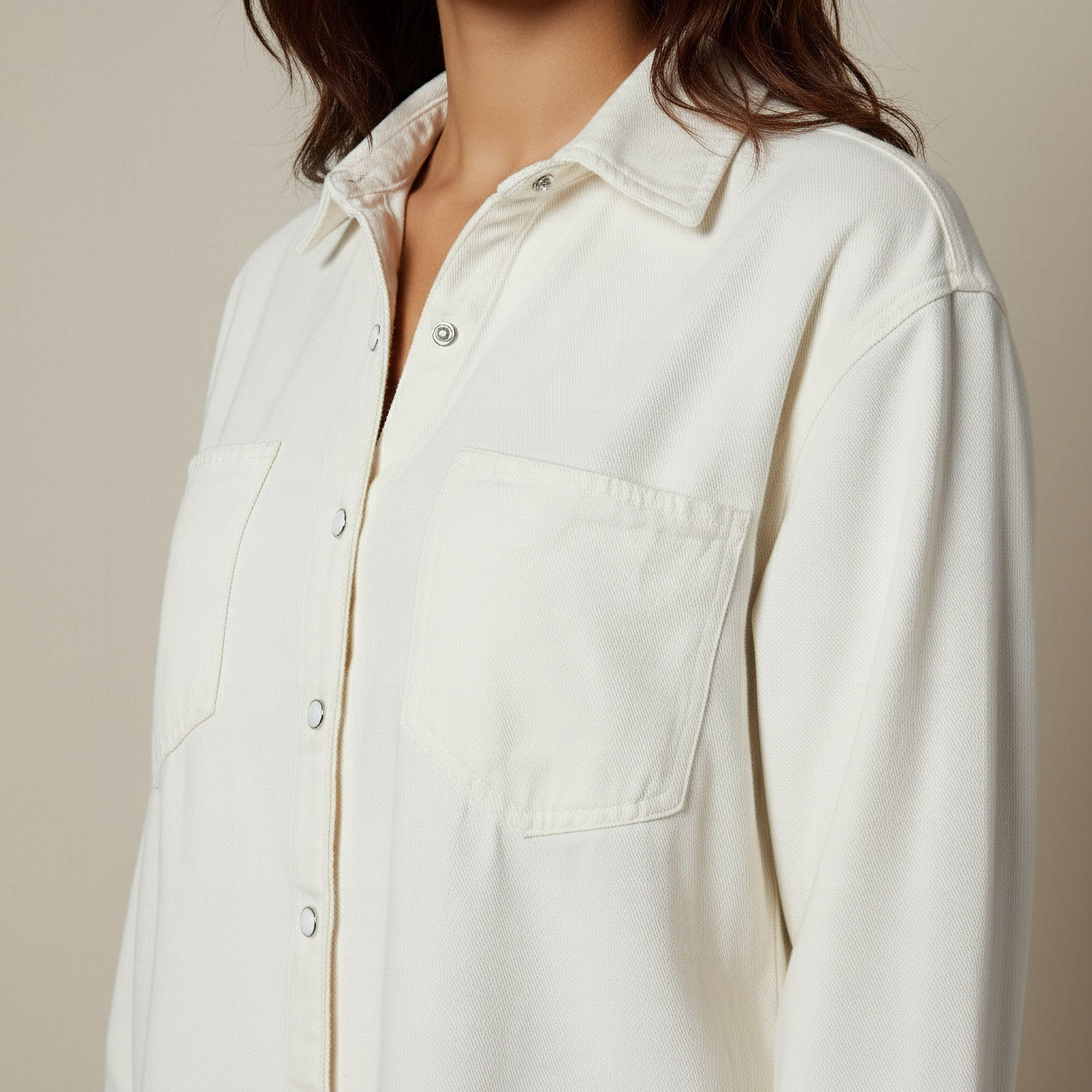 Oversized Fit Cotton Denim Shirt with Pocket-women-clothing-shirtsandblouses-shirts-image-4
