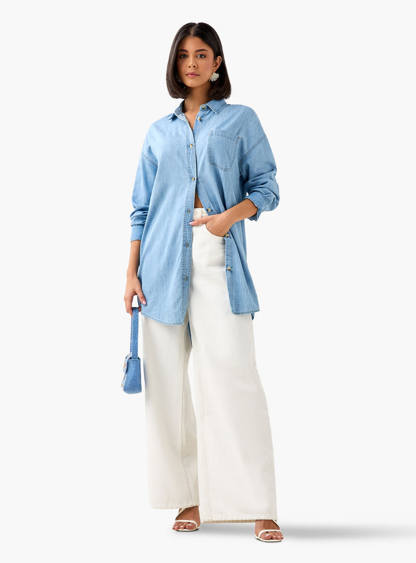 Longline Shirt with Chest Pocket-women-clothing-shirtsandblouses-shirts-image-3