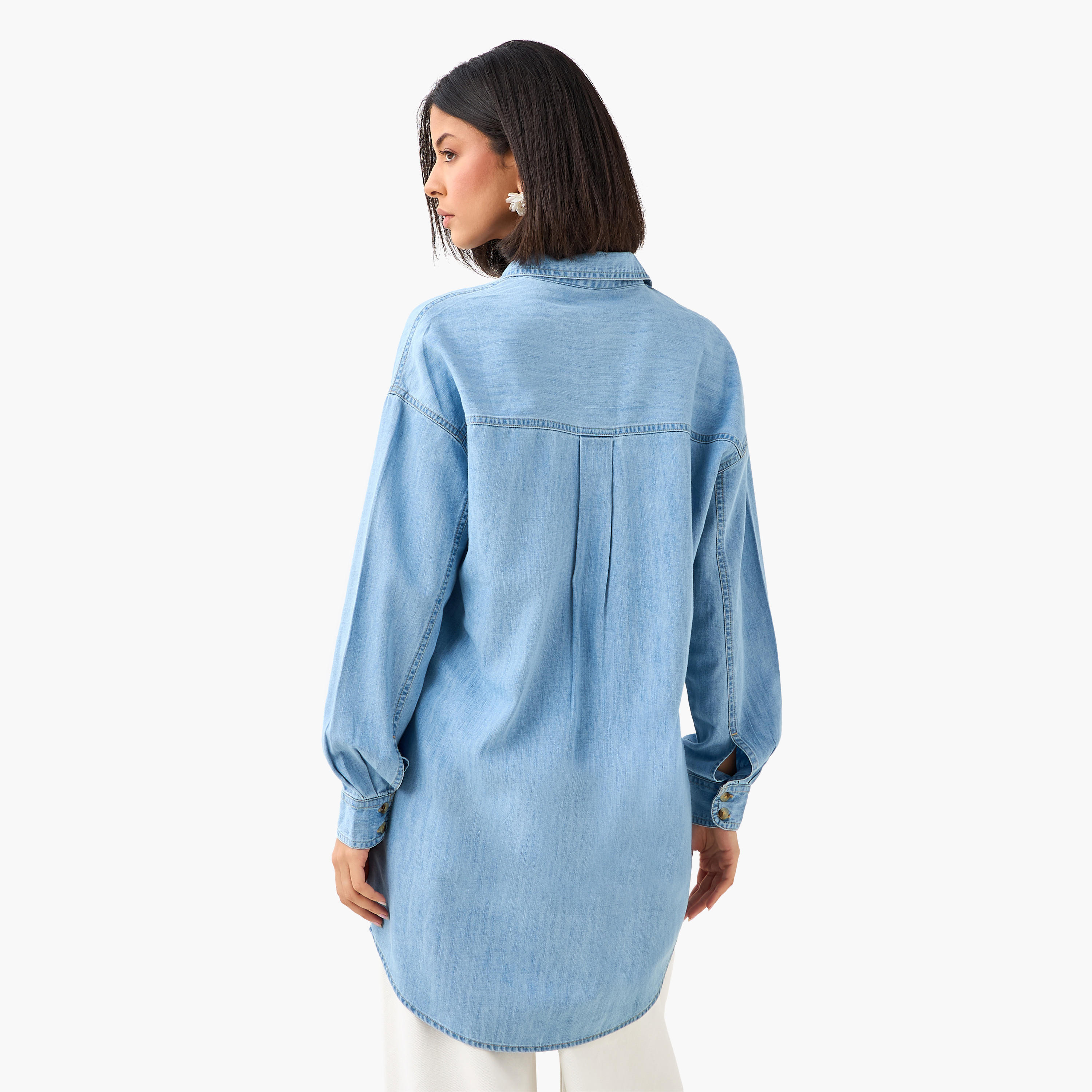 Longline Shirt with Chest Pocket-women-clothing-shirtsandblouses-shirts-image-4