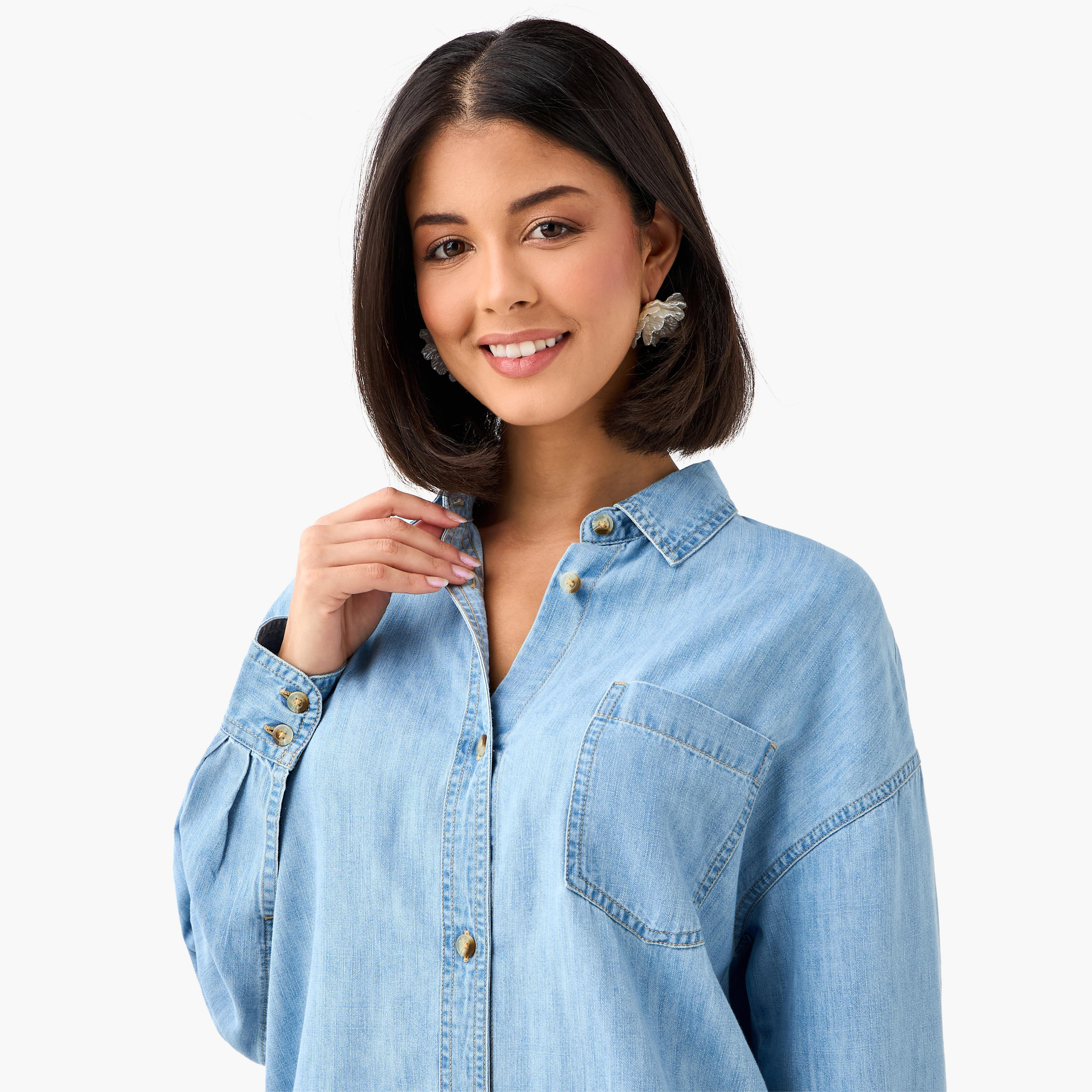 Longline Shirt with Chest Pocket-women-clothing-shirtsandblouses-shirts-image-5