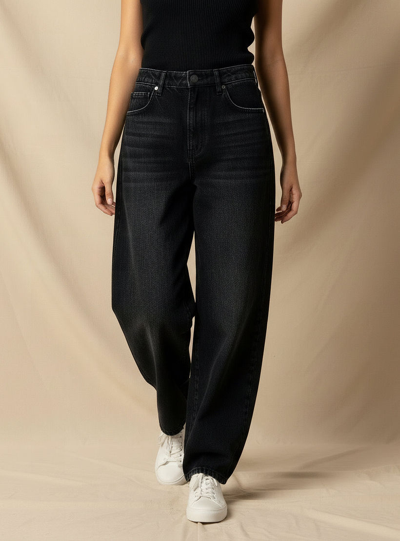 جينز بقصة مريحة وخصر متوسط-women-clothing-bottoms-jeans-image-1