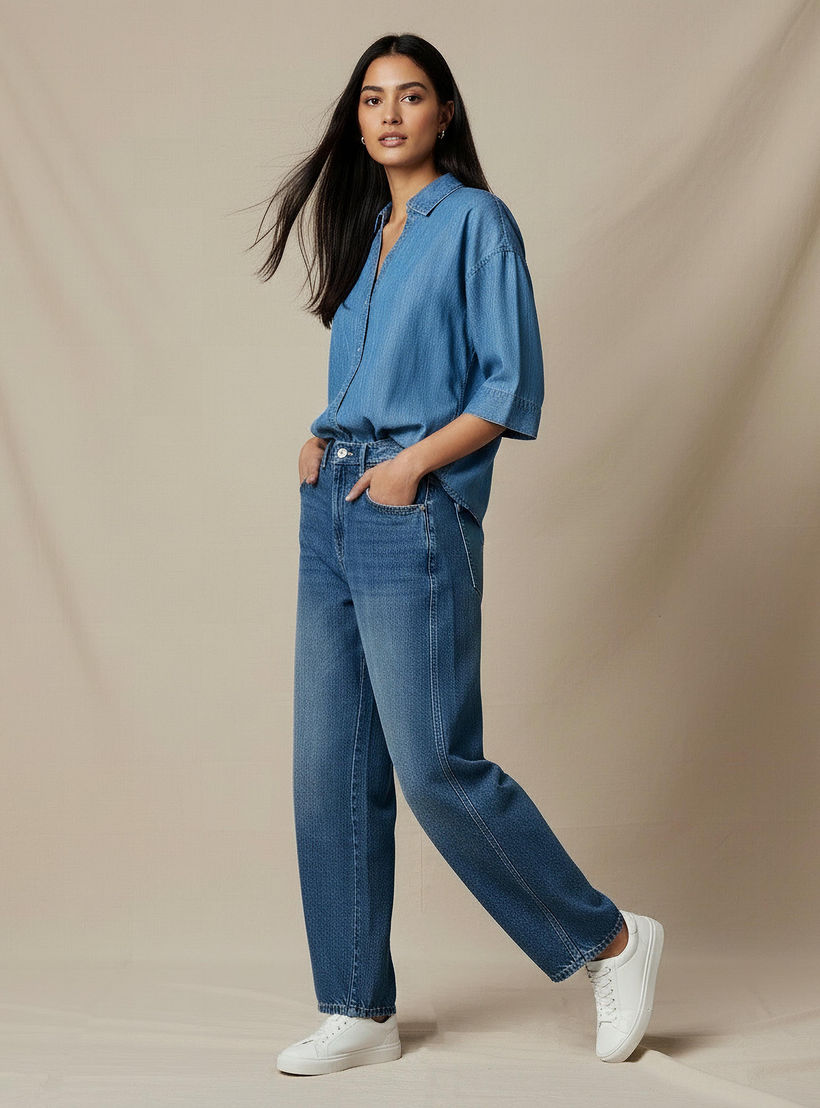 جينز بقصة مريحة وخصر متوسط-women-clothing-bottoms-jeans-image-2