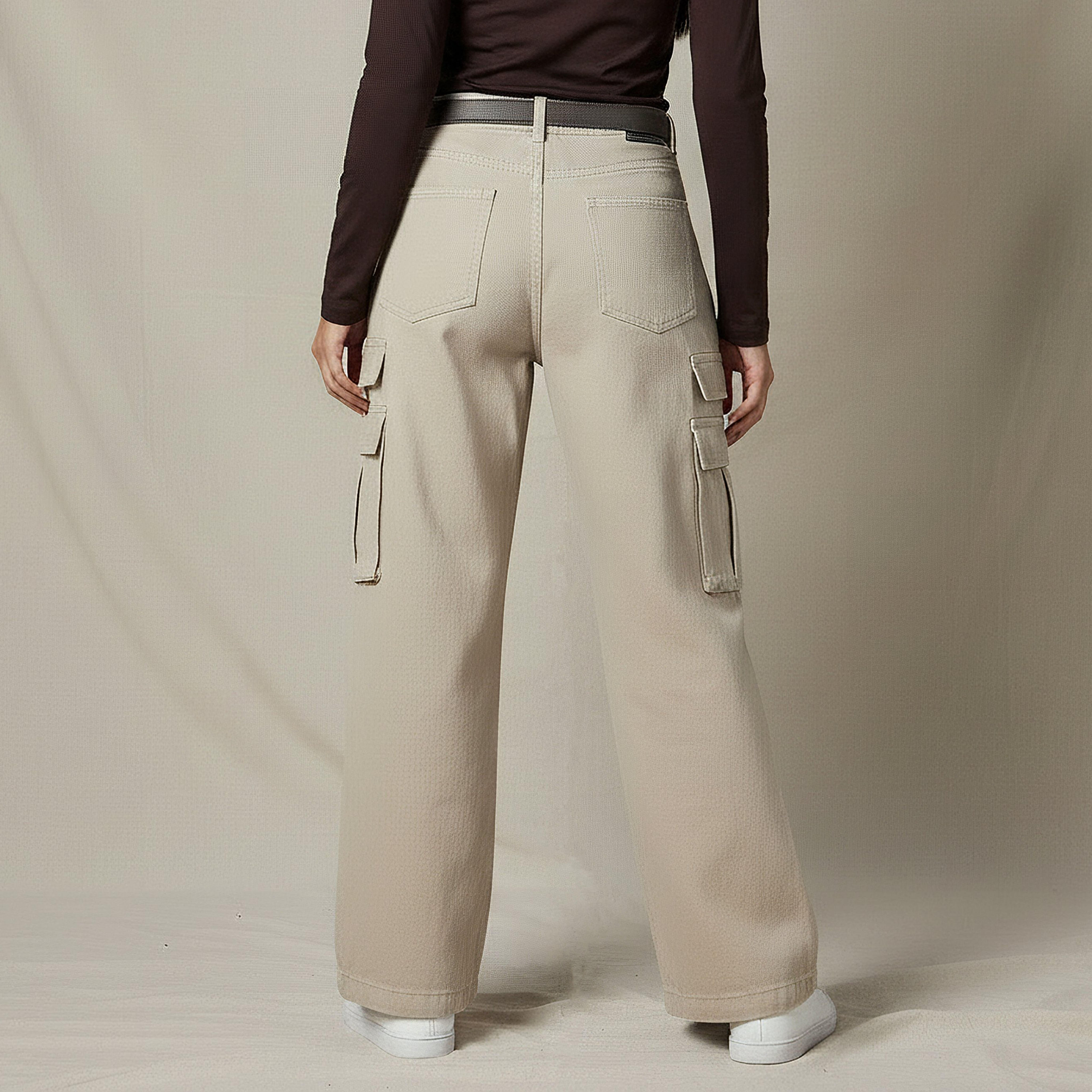 بنطلون جينز قطن بجيوب كارجو-women-clothing-bottoms-jeans-image-3