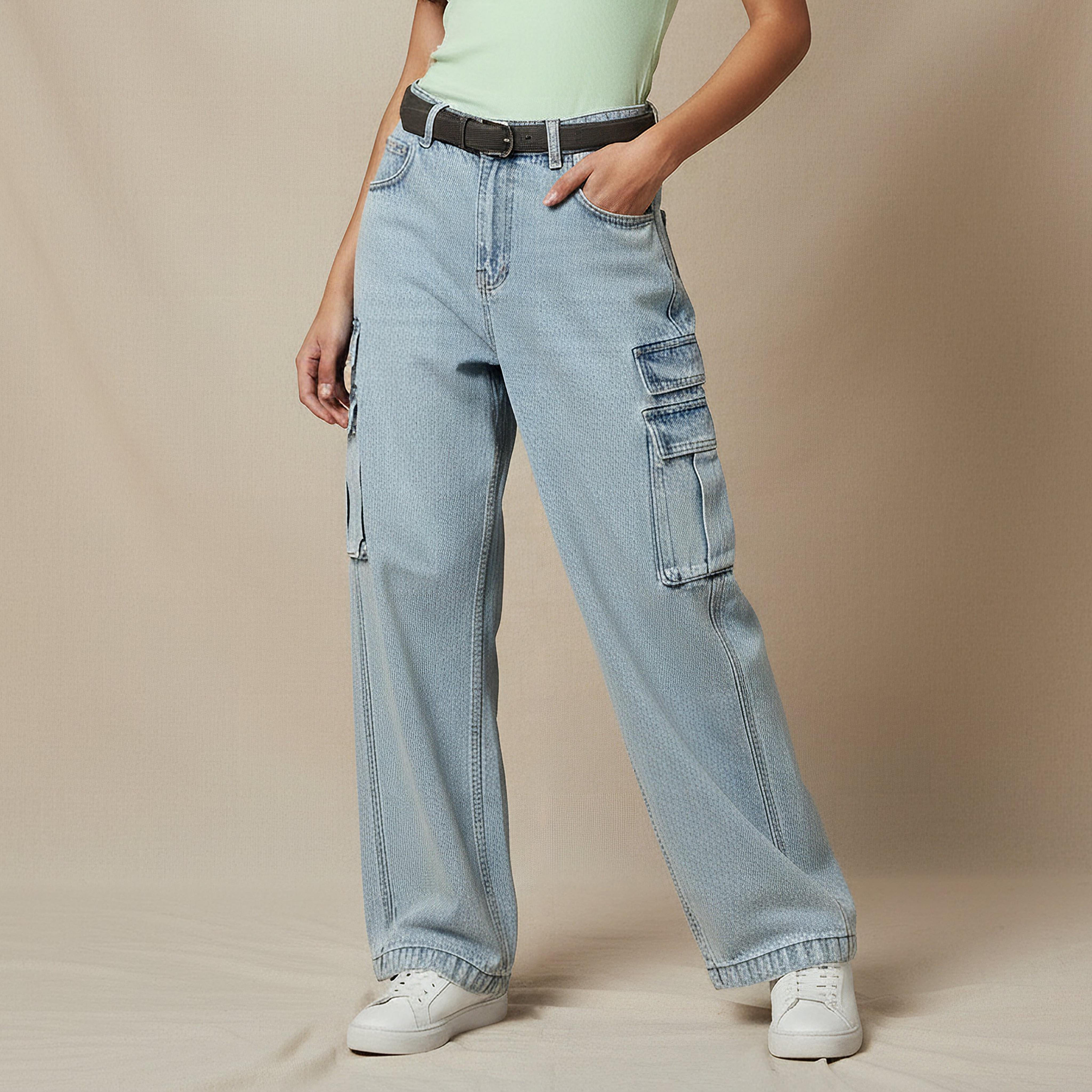 Cargo Pocket Jeans Cotton-women-clothing-bottoms-jeans-image-1