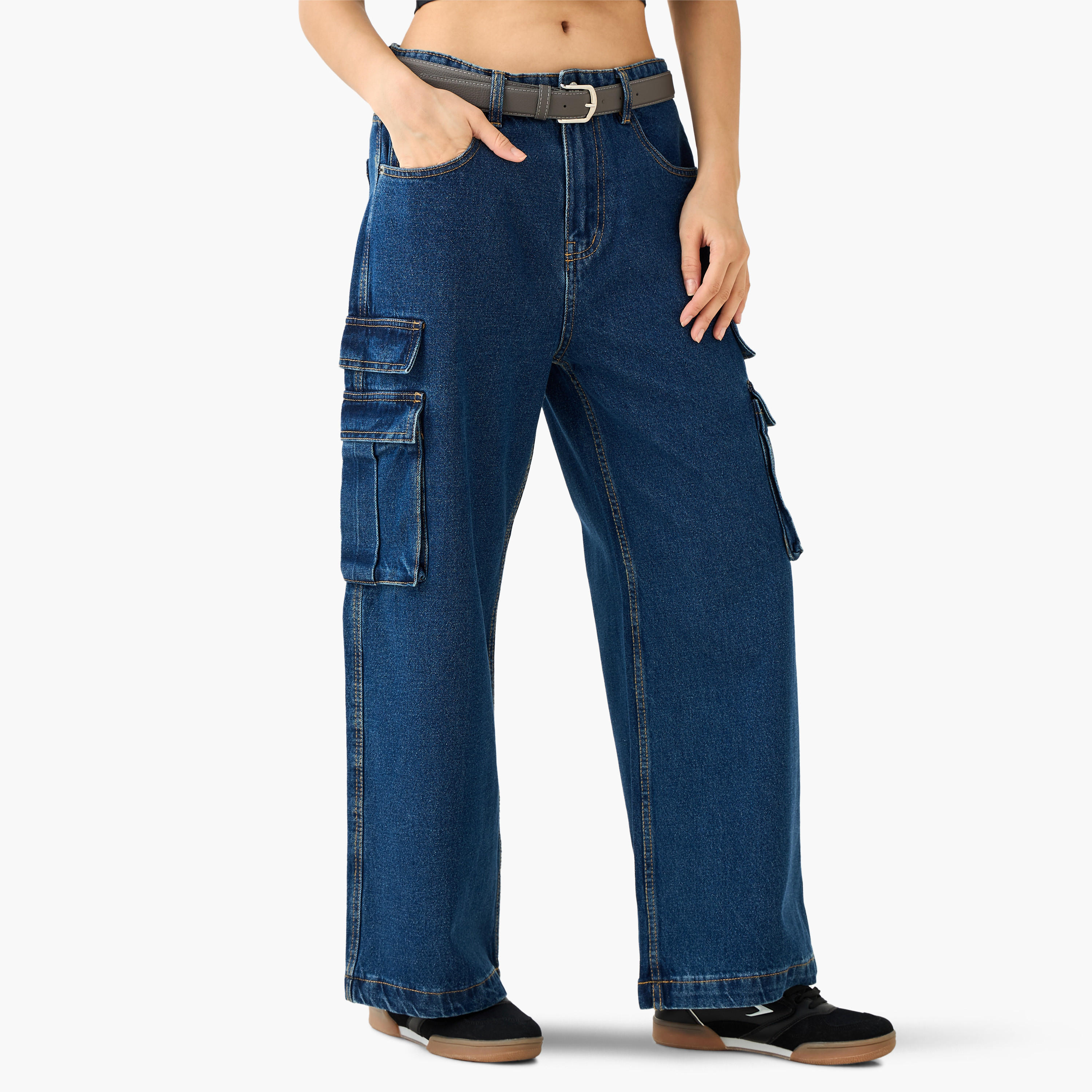 Cargo Pocket Jeans Cotton-women-clothing-bottoms-jeans-image-1
