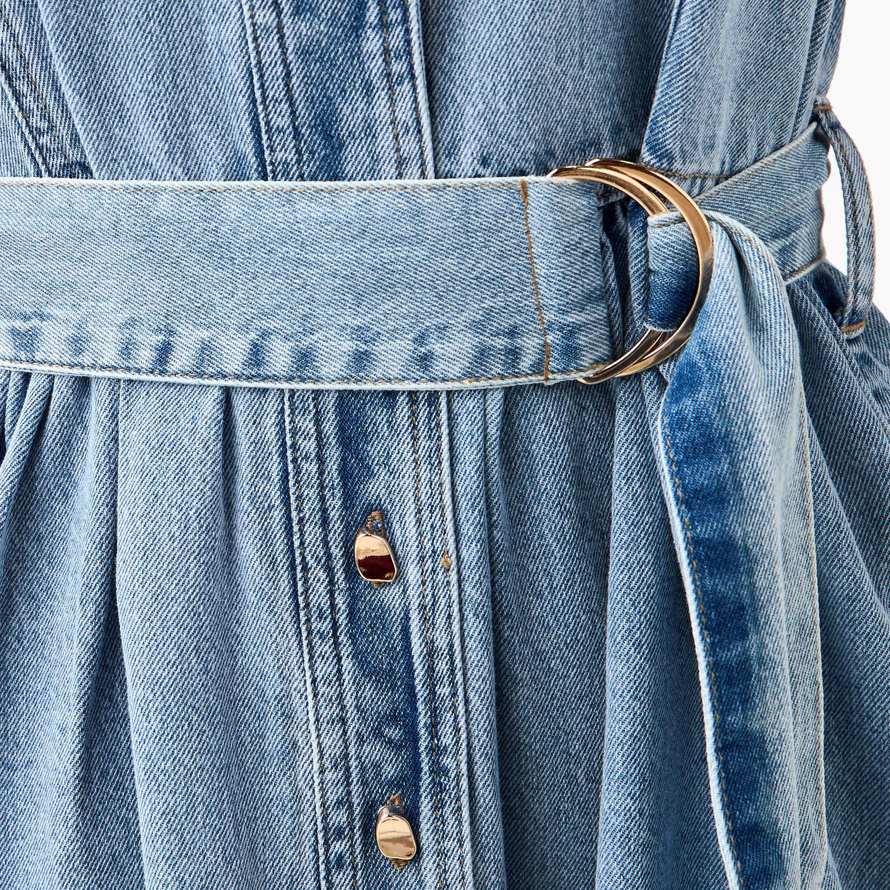 Denim Party Resort Shirt Dress With Belt-women-clothing-dresses-image-6