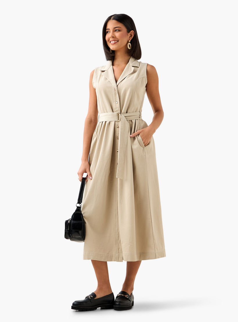 Denim Party Resort Shirt Dress With Belt-women-clothing-dresses-image-3