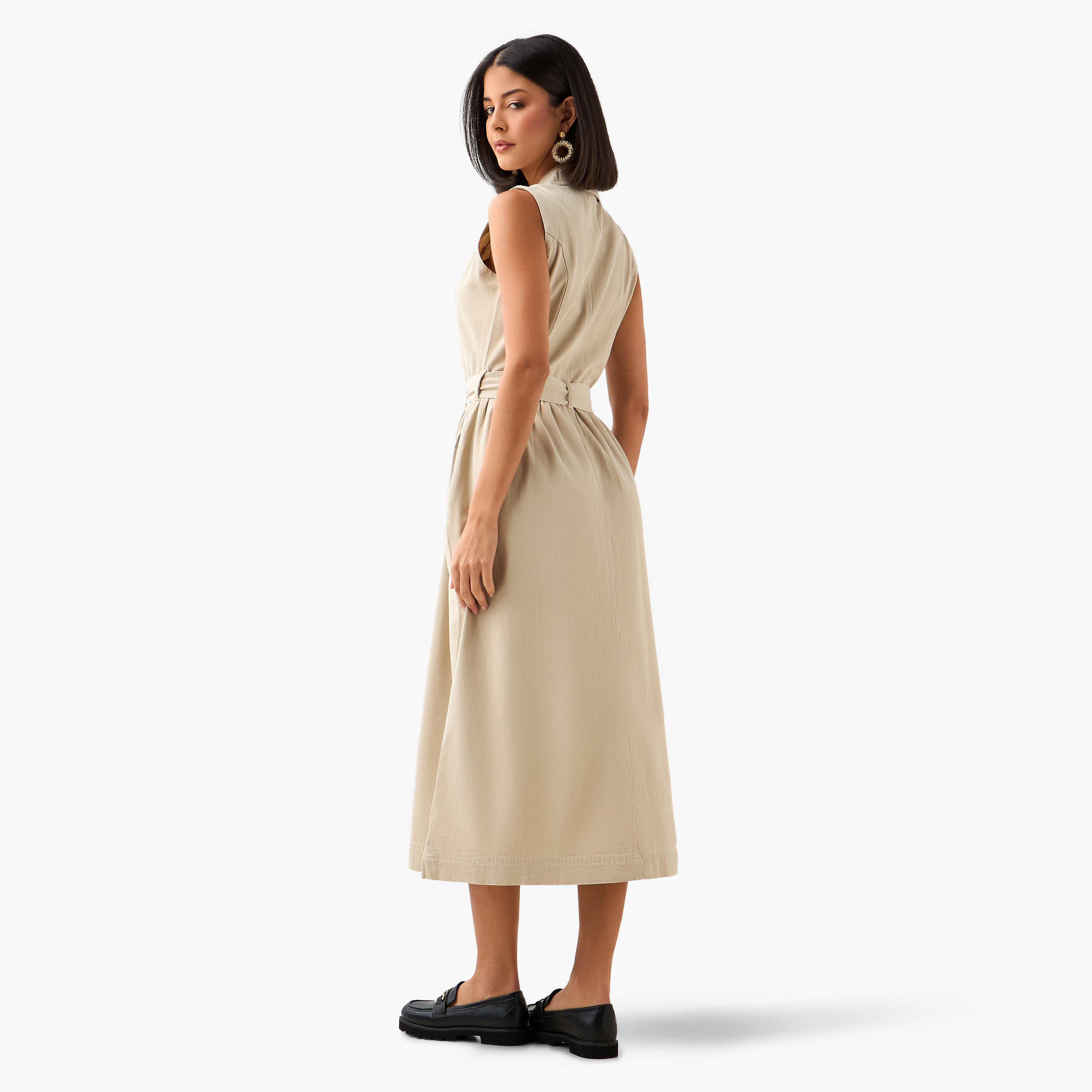 Denim Party Resort Shirt Dress With Belt-women-clothing-dresses-image-4